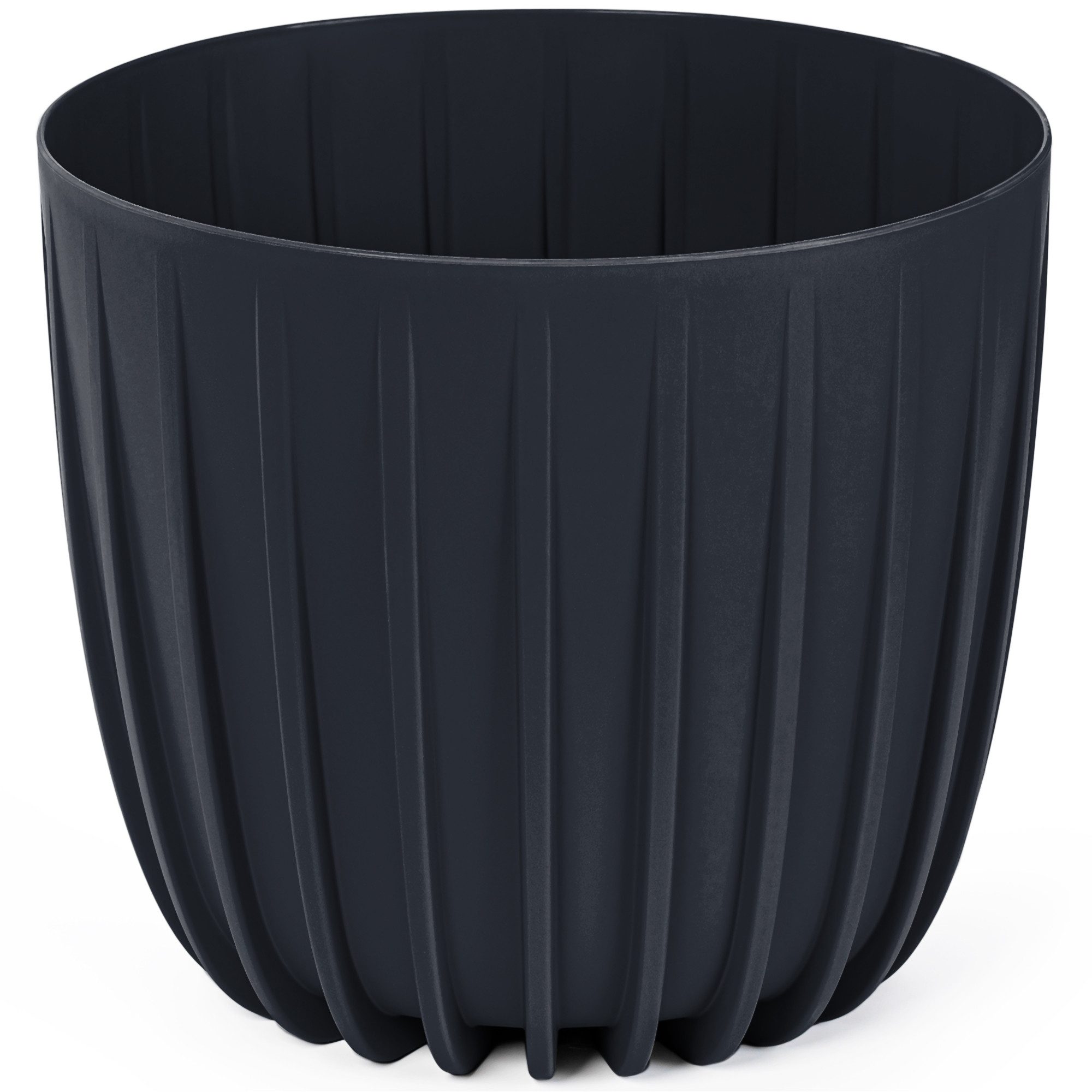KONZEPT Blumentopf Ø 24 cm, 7 L, Rillenstruktur, für Zimmerpflanzen, Balkon & Terrasse, Rillenstruktur, Matte Oberfläche, Volumen: 7 L
