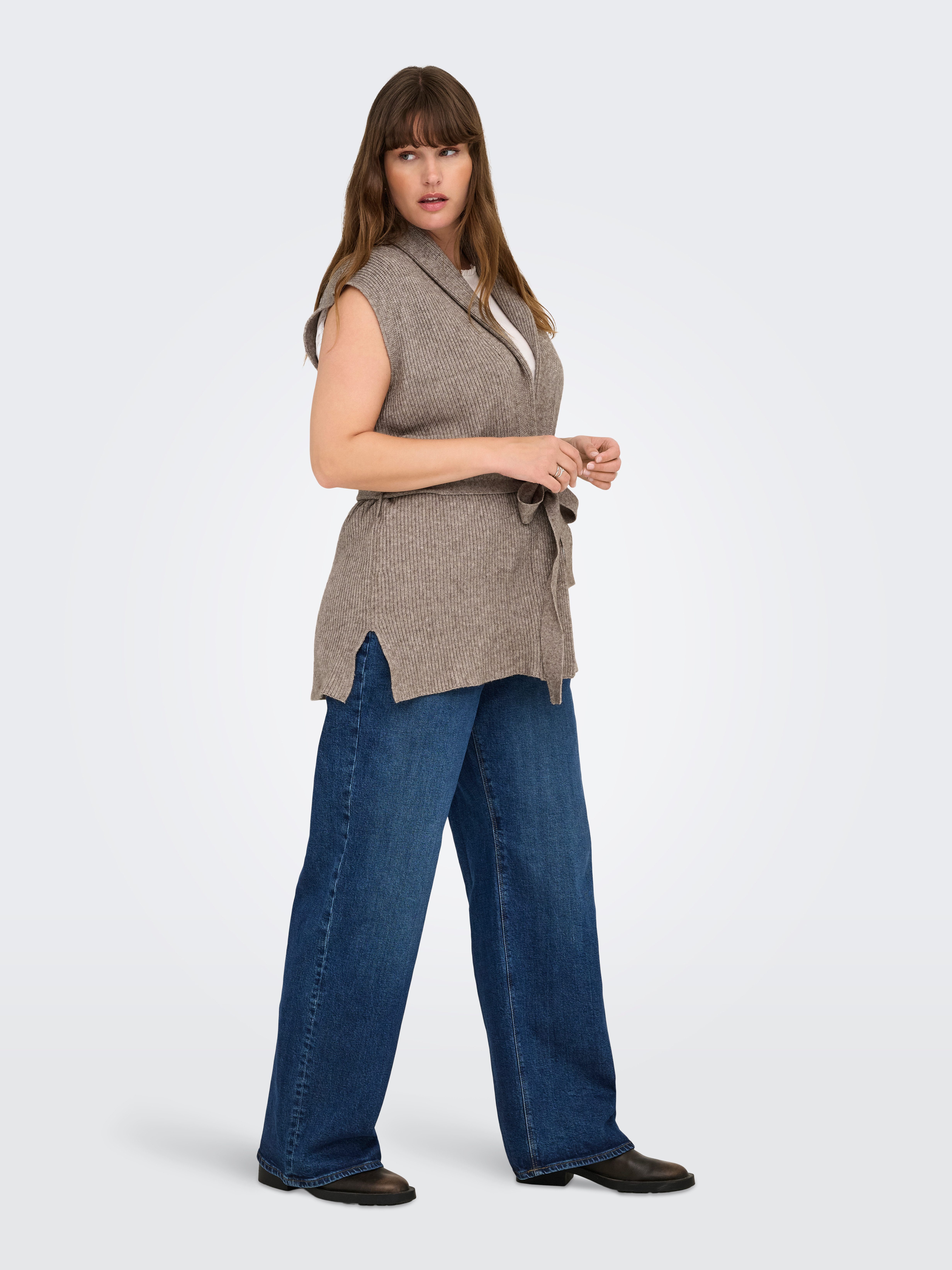 ONLY CARMAKOMA Strickweste CARKATIA SL RIB WRAP VEST KNT