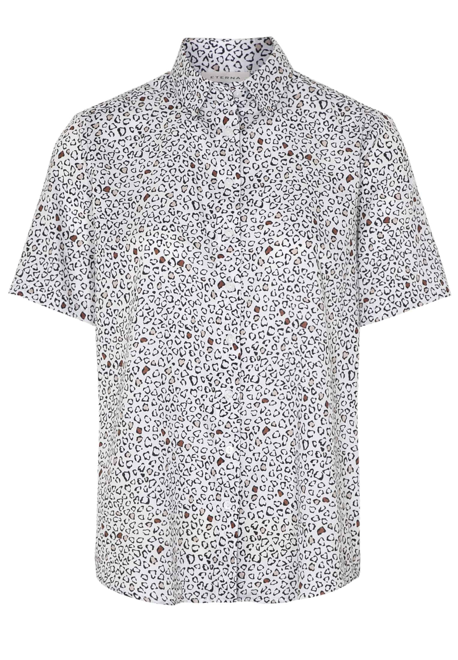 Eterna Blusentop ETERNA CLASSIC FIT Kurz Arm Bluse weiss gepunktet satin 7472-01-H642