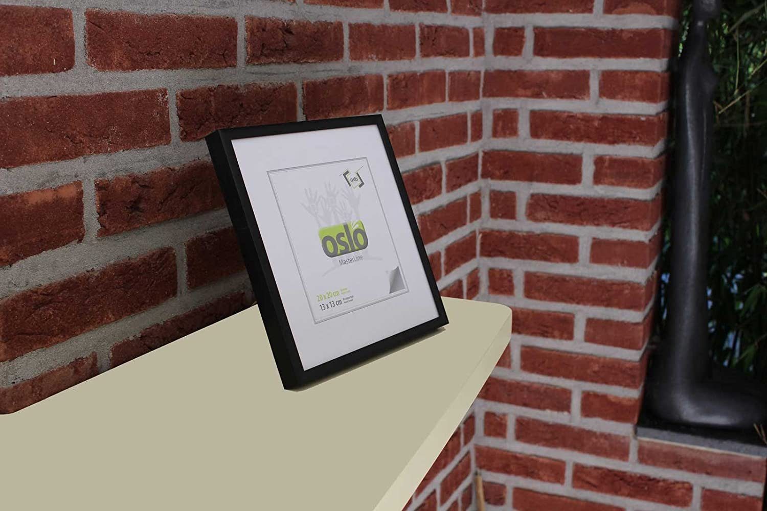 Oslo MasterLine Fotohalter Bilderrahmen 20 x 20 cm quadratisch Alu oder Holz schmal Aufsteller, 20 x 20 cm Holz massiv Rahmenfarbe schwarz