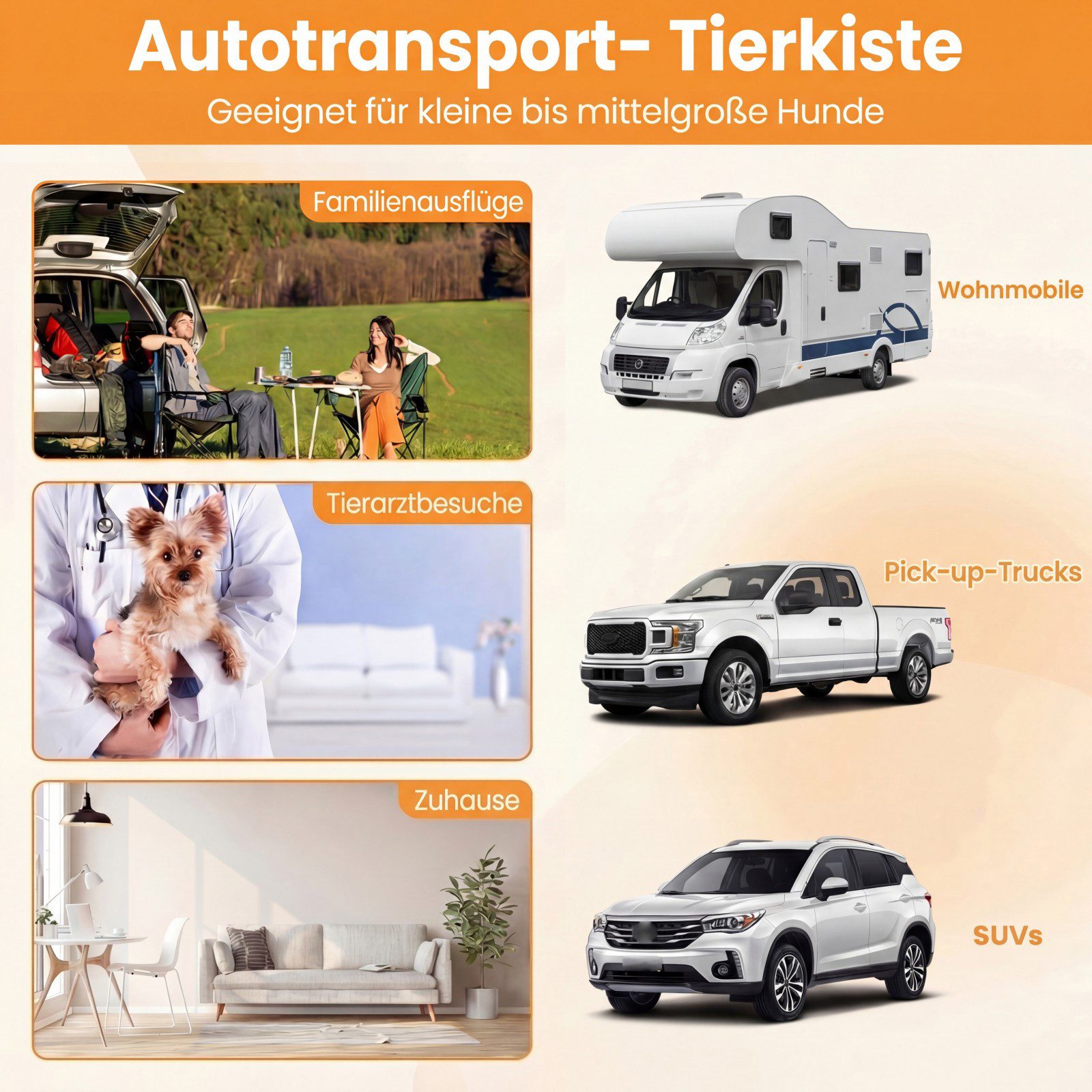 COSTWAY Tiertransportbox, Hundetransportbox, mit Tür, Hundekäfig, Reisebox