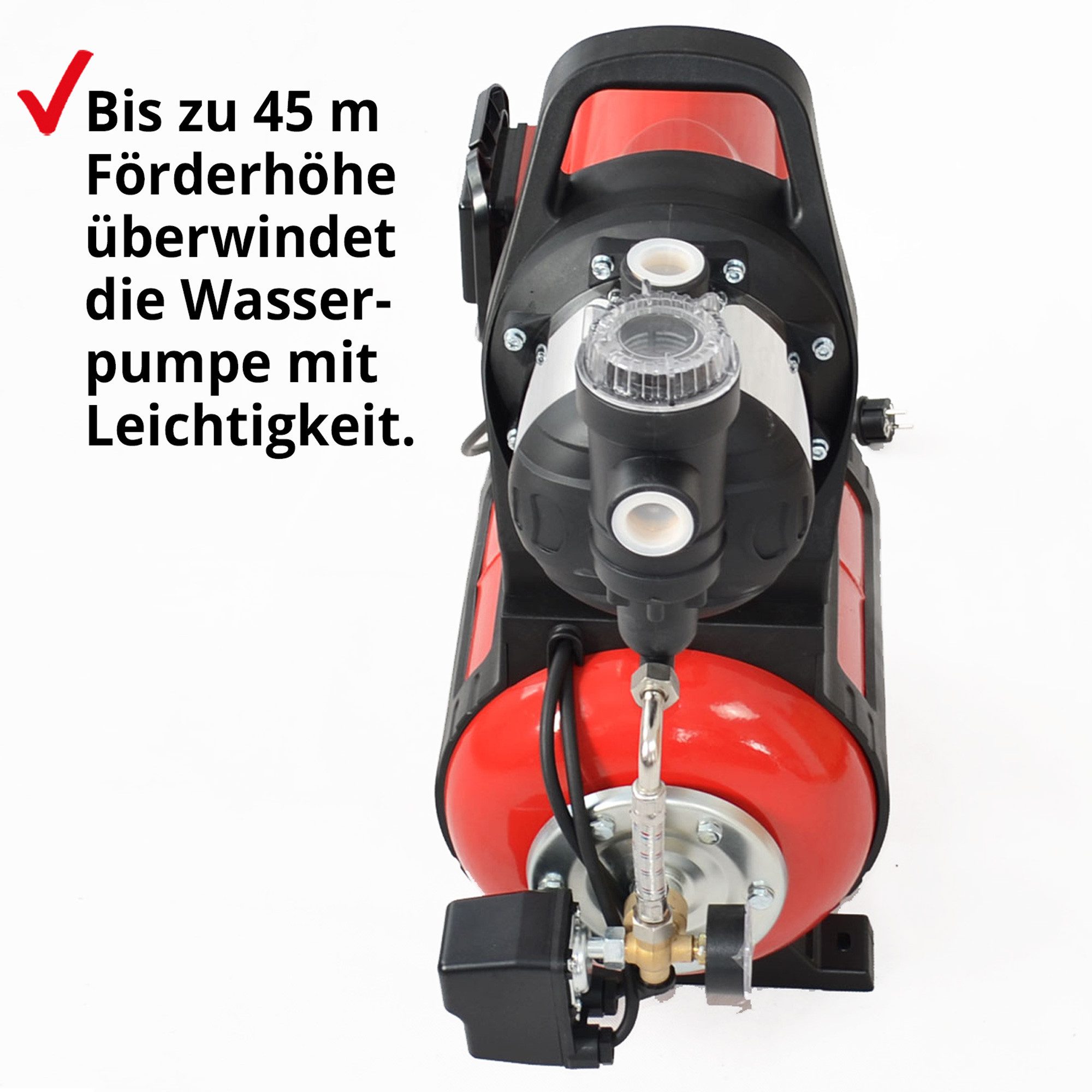 Hecht Hauswasserwerk 3331 mit 4.600 l/h 1100W Edelstahl, Druckschalter, 4,5bar, 45m Förderhöhe