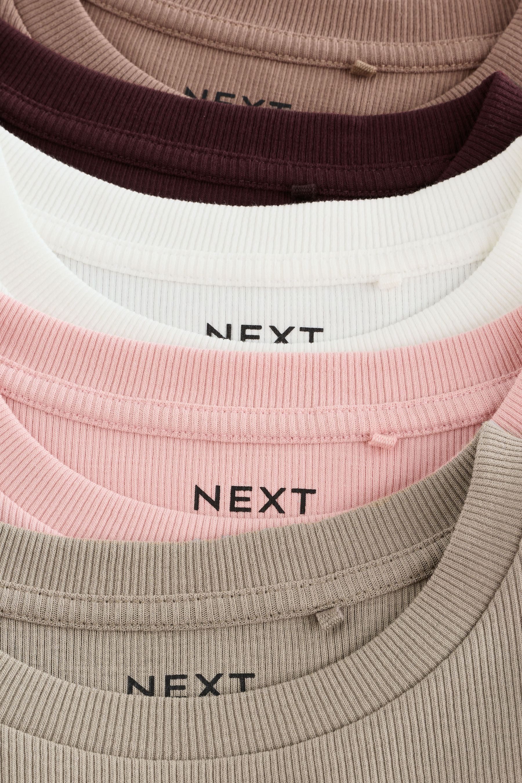 Next Langarmshirt Langärmelige Rippen-Tops im 5er-Pack (5-tlg)