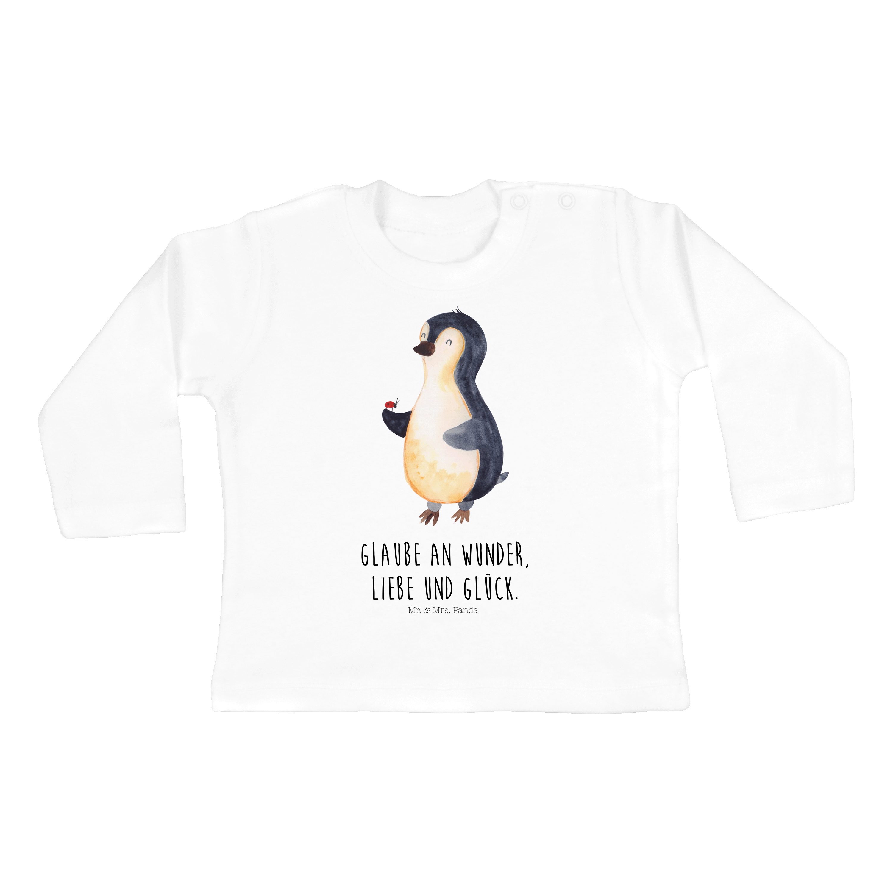Mr. & Mrs. Panda Strampler Pinguin Marienkäfer - Weiß - Geschenk, Baby, Freude, Bio, Lebensfreud (1-tlg)