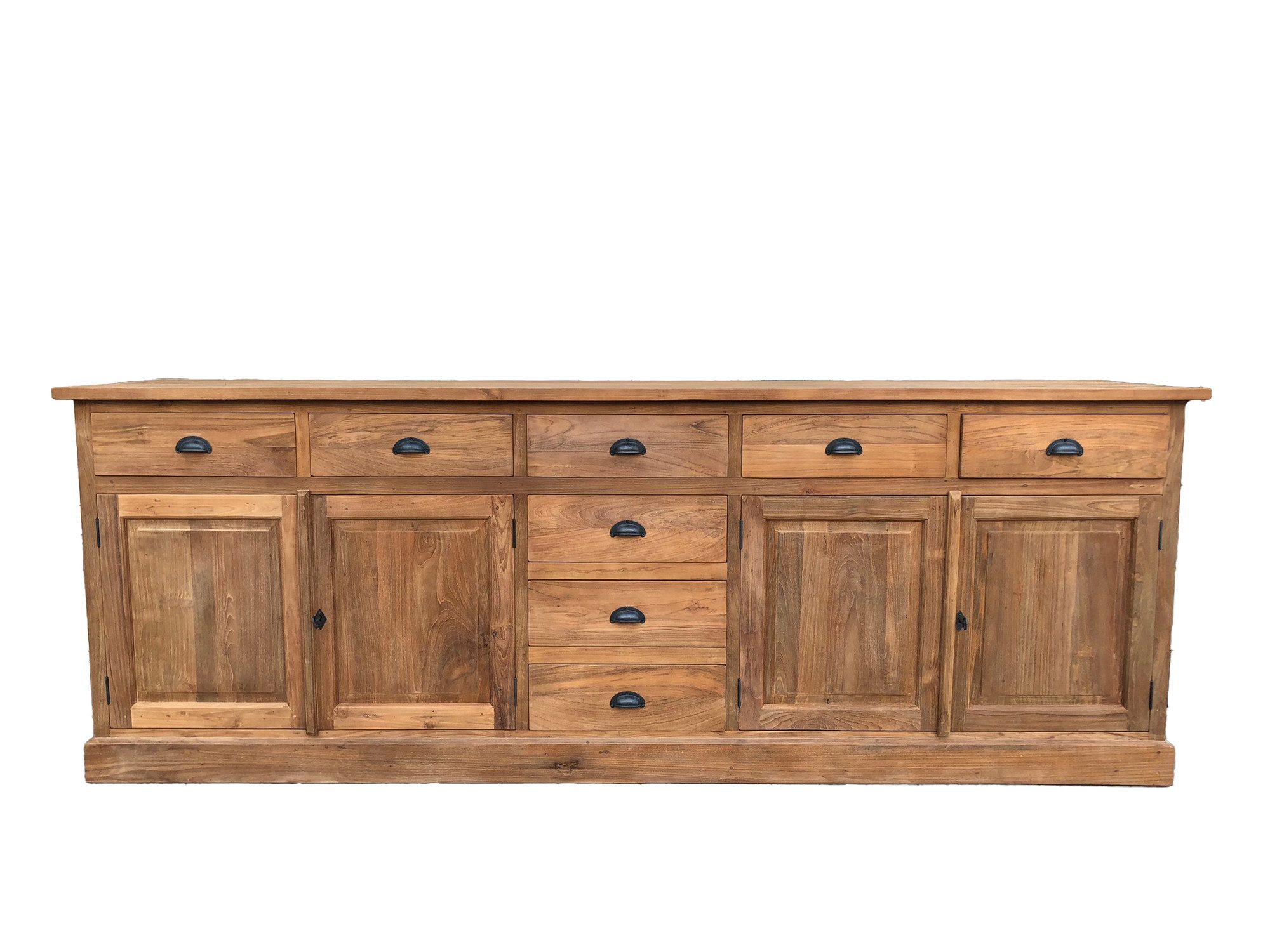 Couchcenter Kommode XXL Echtholz massiv Teakholz Sideboard Kommode Bierens 240 cm x 95 cm, 240 cm Breit