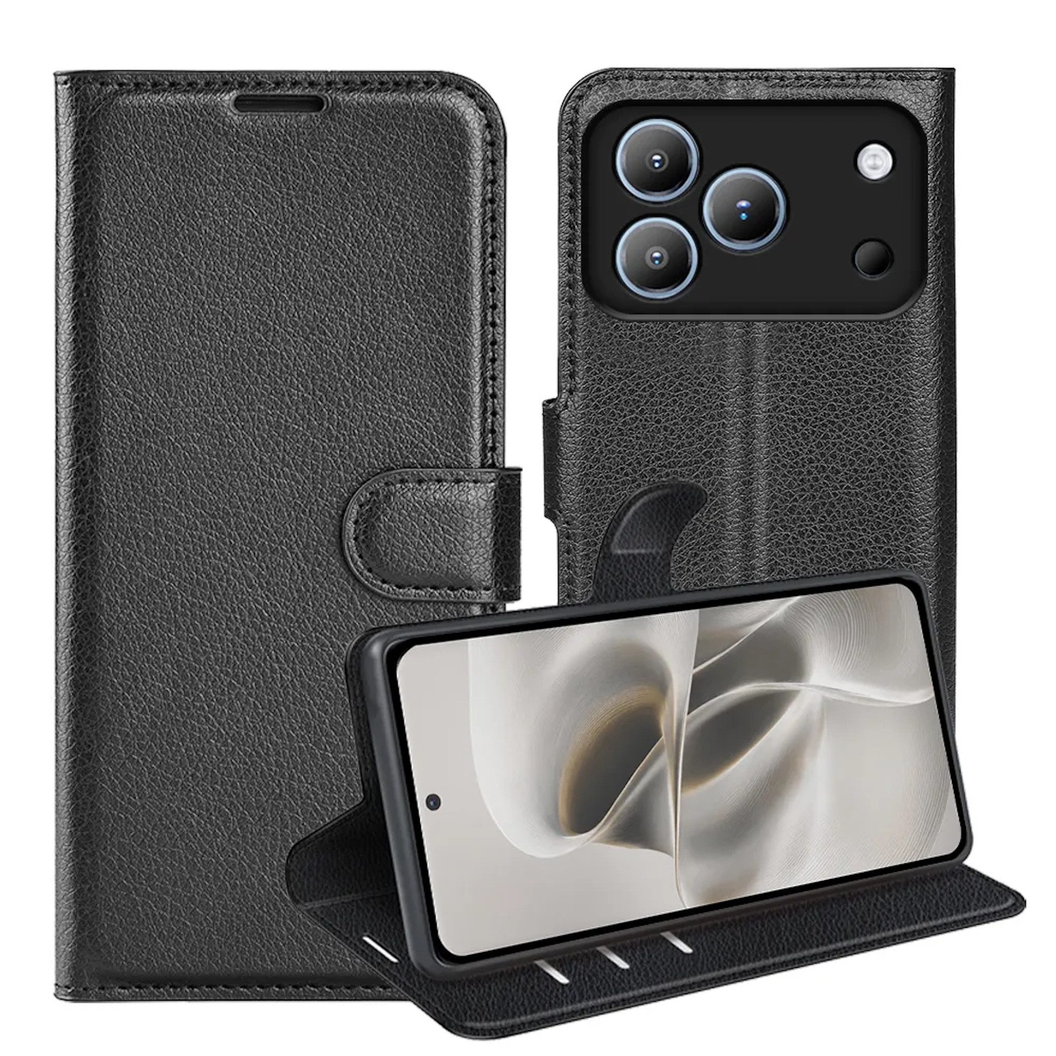 Wigento Handyhülle Klapphülle für Blackview WAVE 7C Kunstleder Wallet Schutz Tasche 6,56 Zoll, Kunstleder Hülle mit Kartenfächern und Standfunktion