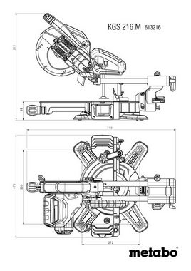 metabo Kapp- und Gehrungssäge KGS 216 M Set, Kappsäge mit 2. Hartmetall-Sägeblatt im Karton