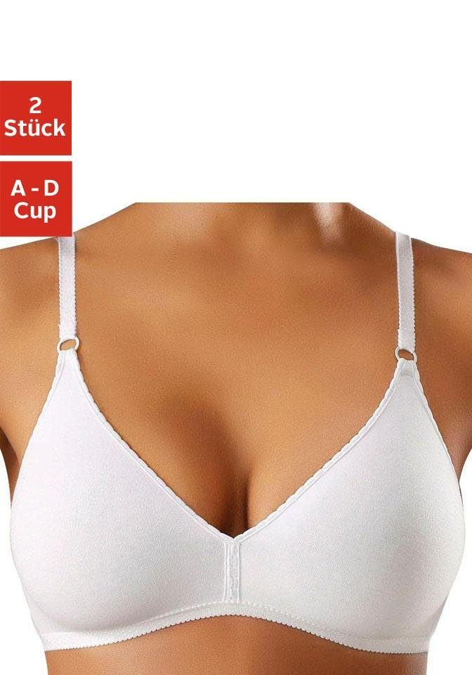 petite fleur by Lascana Bralette-BH, BH ohne Bügel. Baumwoll-BH, Bralette, Triangel-BH (Packung, 2 Stück) aus trageangenehmer Baumwollqualität, bequemer BH