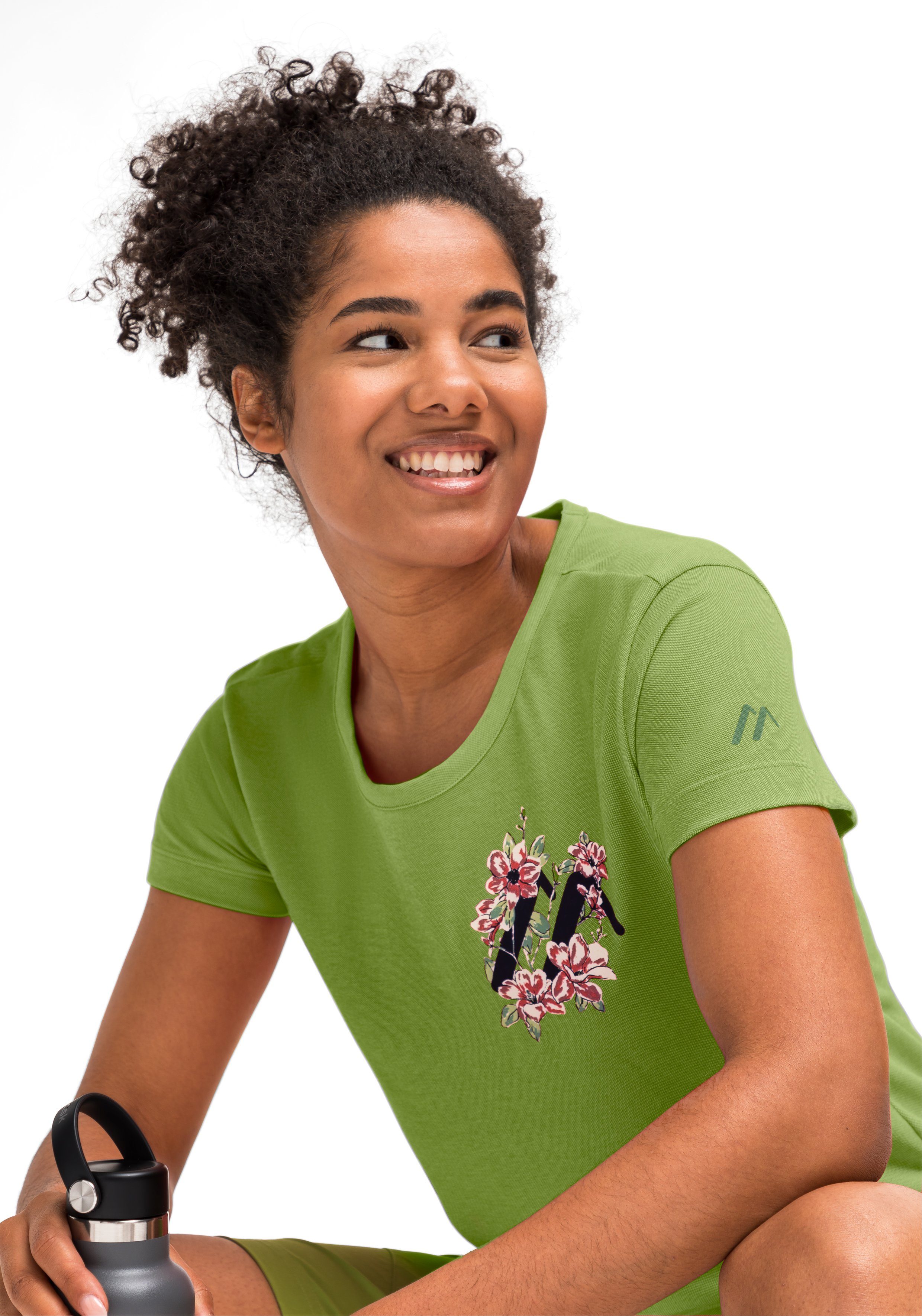 25 Kurzarmshirt Freizeit und Sports Print für Wandern Damen T-Shirt mit W Burgeis Maier grasgrün