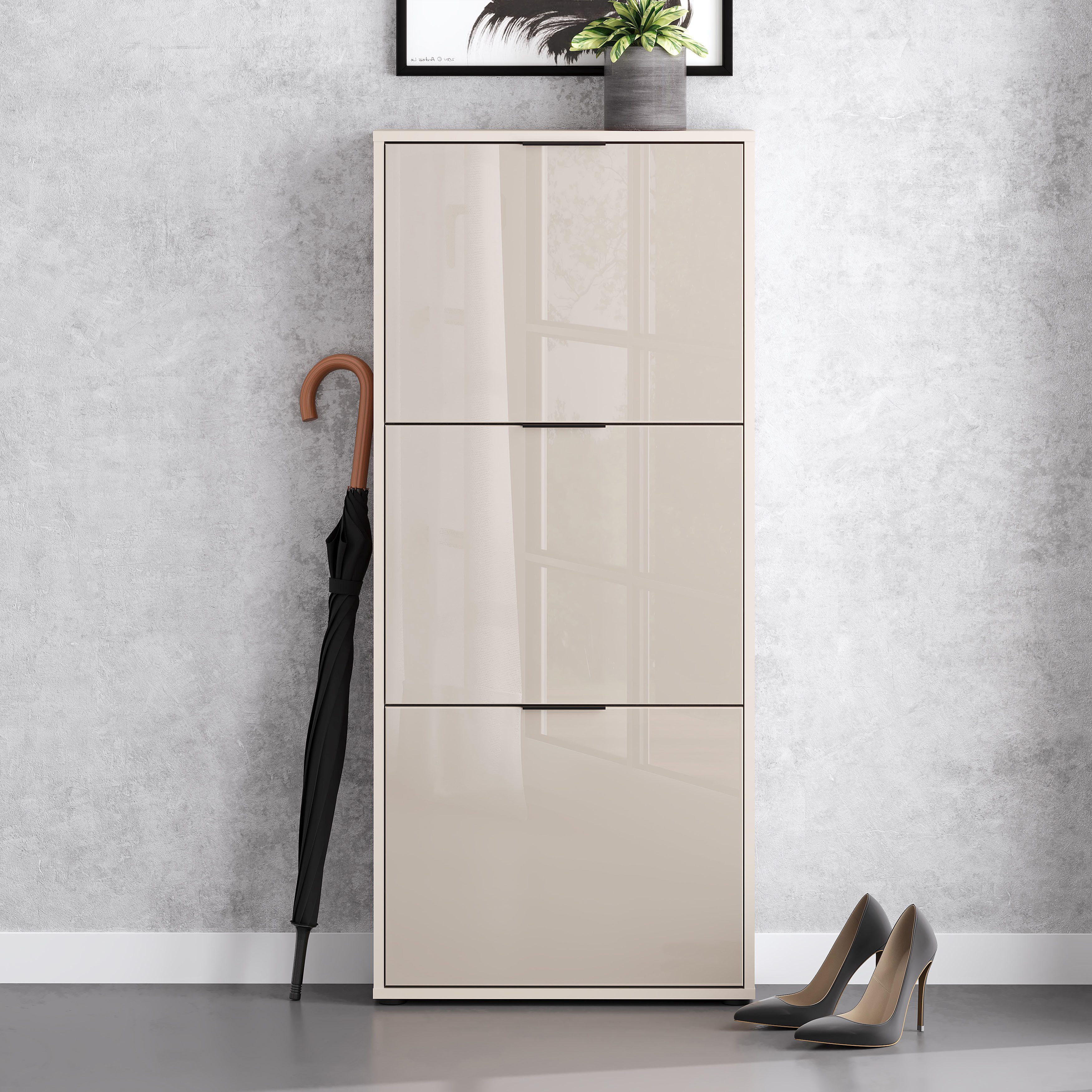 HBZ Schuhkipper Jana Schuhkipper, Glasfronten, Metallgriffe (1 St), Breite 60cm, Glasfront, Metallgriffe