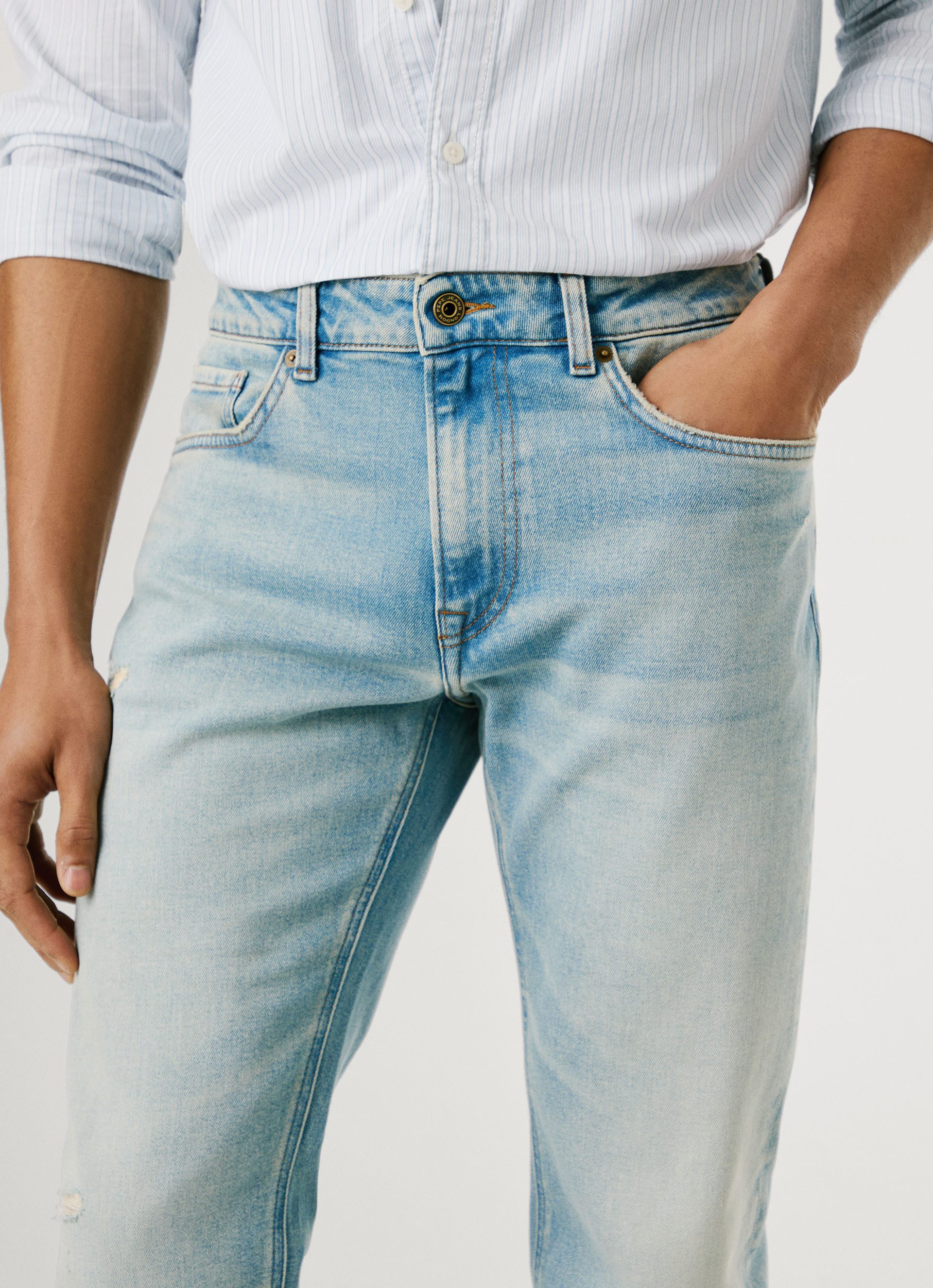 Pepe Jeans Tapered-fit-Jeans STANLEY Ziernähte an den Gesäßtaschen – Bild 3 von 5