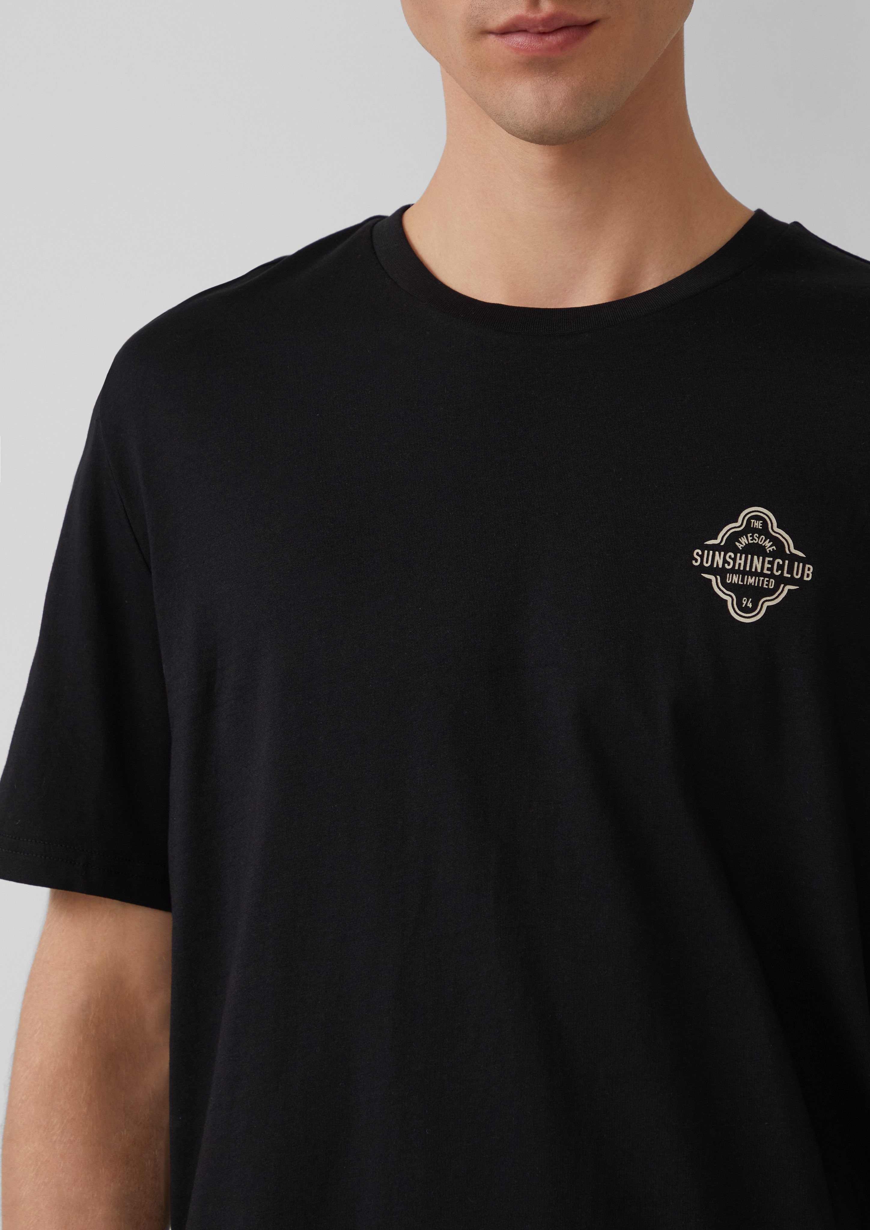 QS Kurzarmshirt T-Shirt mit kleinem Print günstig online kaufen
