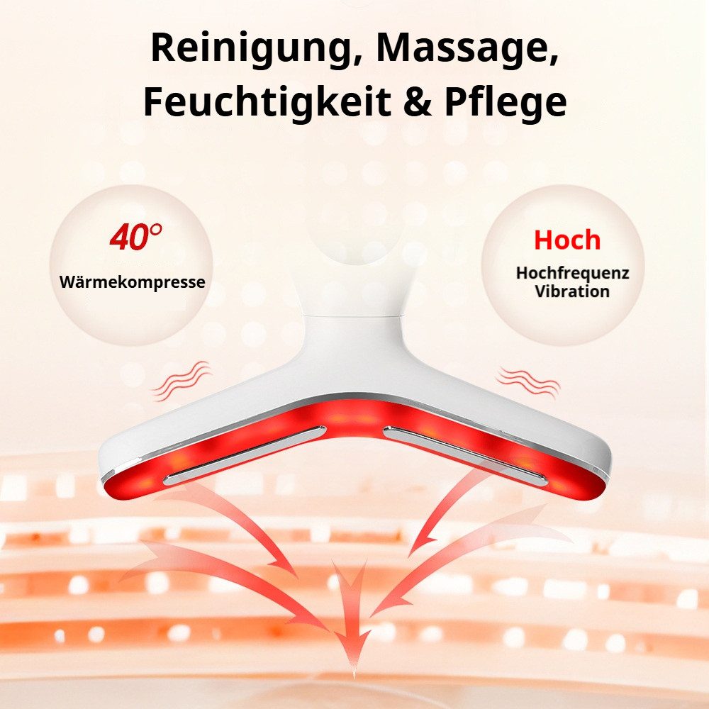 Tekoo Gesichtsmassagegerät 7-in-1 Anti-Falten Massagegerät Hals & Gesicht LED Lichttherapie, 160° Dolphin-Design, 15 Min. Timer, kabellose Anwendung