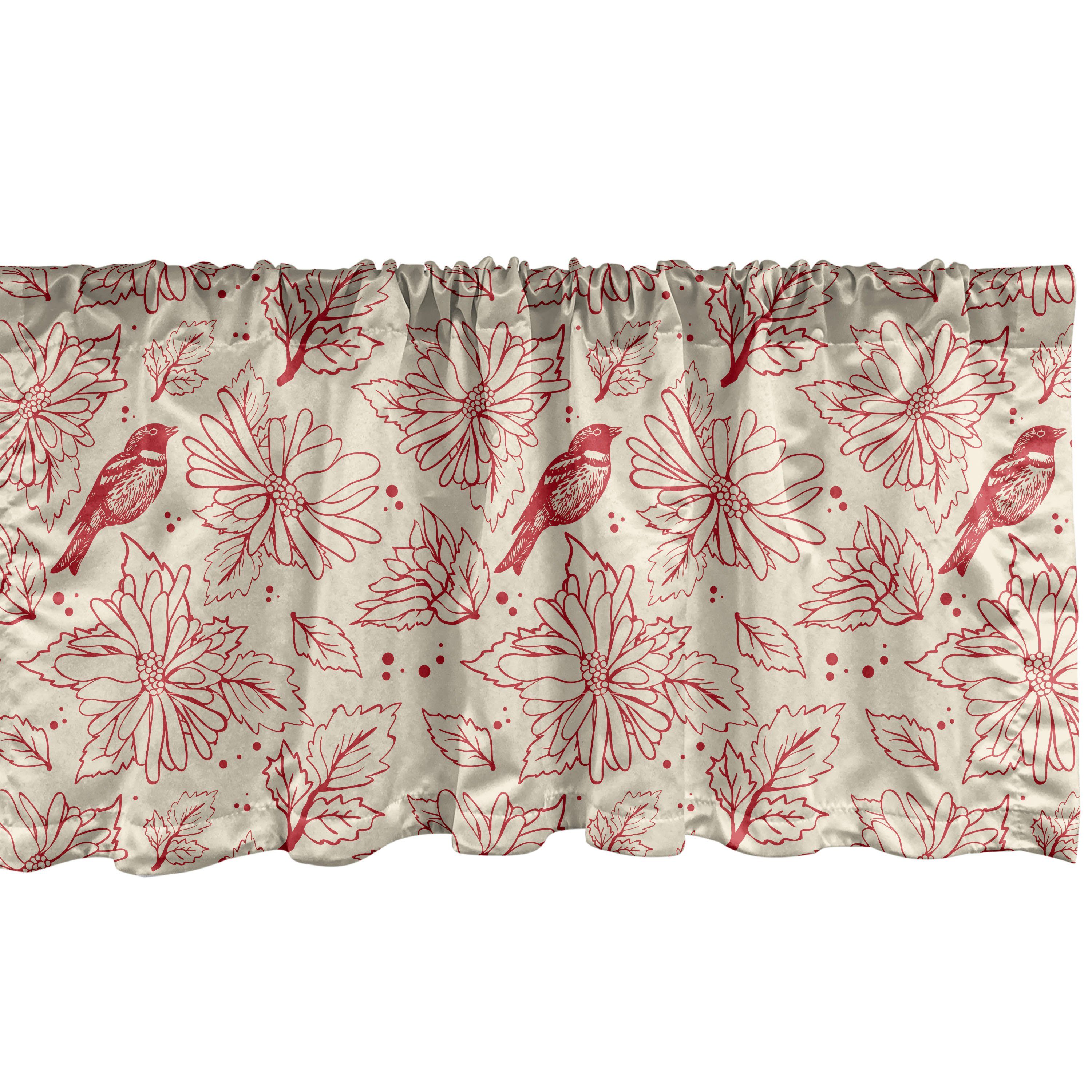 Stangentasche, mit Dekor Abakuhaus, Vorhang für Blumen Vintage Microfaser, Art-Blumen-Kunst Volant Schlafzimmer Küche Scheibengardine