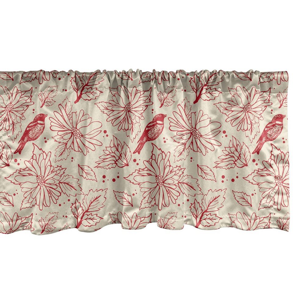 Scheibengardine Vorhang Volant für Küche Schlafzimmer Dekor mit  Stangentasche, Abakuhaus, Microfaser, Blumen Vintage Art-Blumen-Kunst