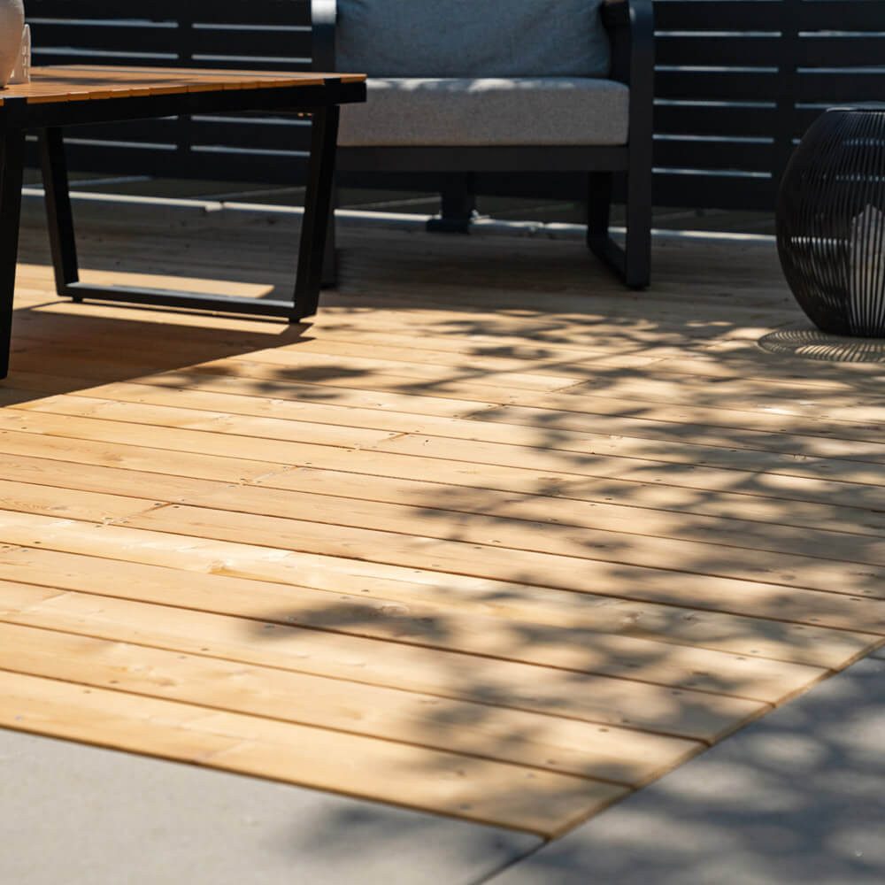 HOME DELUXE Terrassendielen Terrassendielen LÄRCHE Holz ARIS, Inkl. Unterkonstruktion und Montagemat., Terrassenboden Balkonbelag
