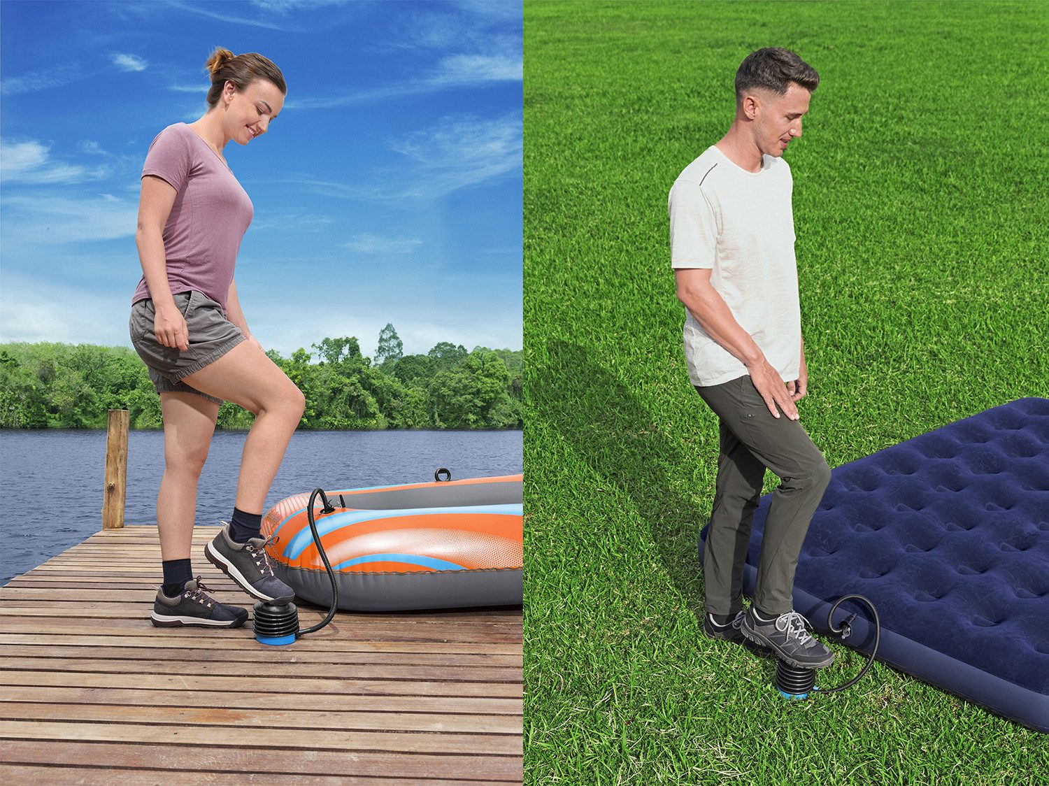 Bestway Fußpumpe Air Step™ (Packung, 1-tlg., 300 ml), Flexibler Schlauch