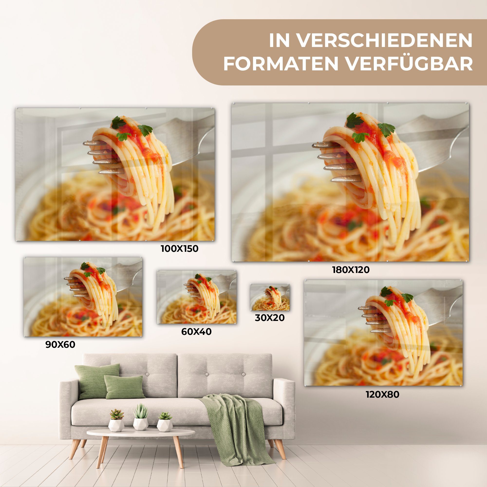 (1 MuchoWow Acrylglasbilder Schlafzimmer eine Gabel, St), Wohnzimmer & Spaghetti Acrylglasbild um