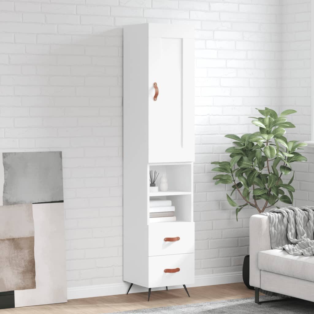 furnicato Highboard Weißes aus Holzwerkstoff und Metall 34,5x34x180 cm (1 St)