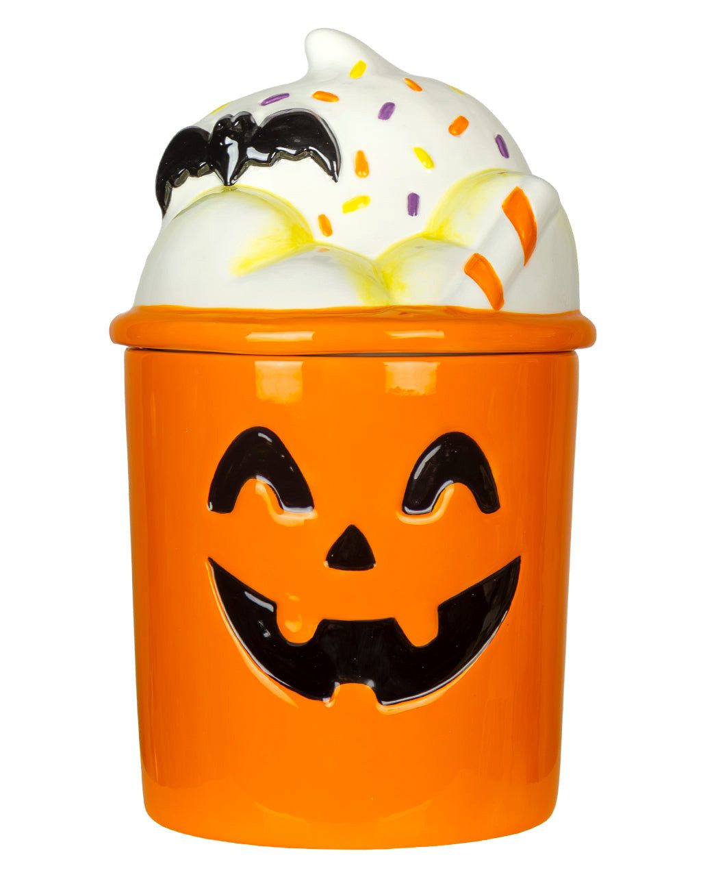 Horror-Shop Dekoobjekt Halloween Kürbis Milkshake Keksdose aus Keramik mi