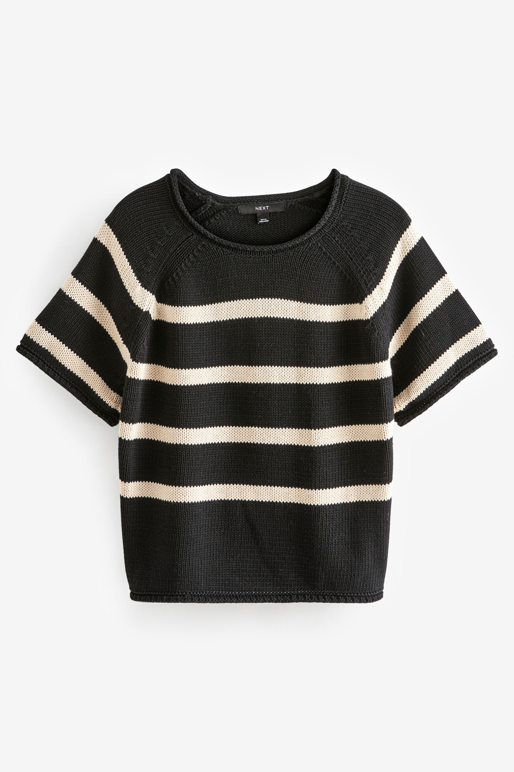Next Kurzarmpullover Strick-T-Shirt aus 100 % Baumwolle mit Rollsaum (1-tlg günstig online kaufen
