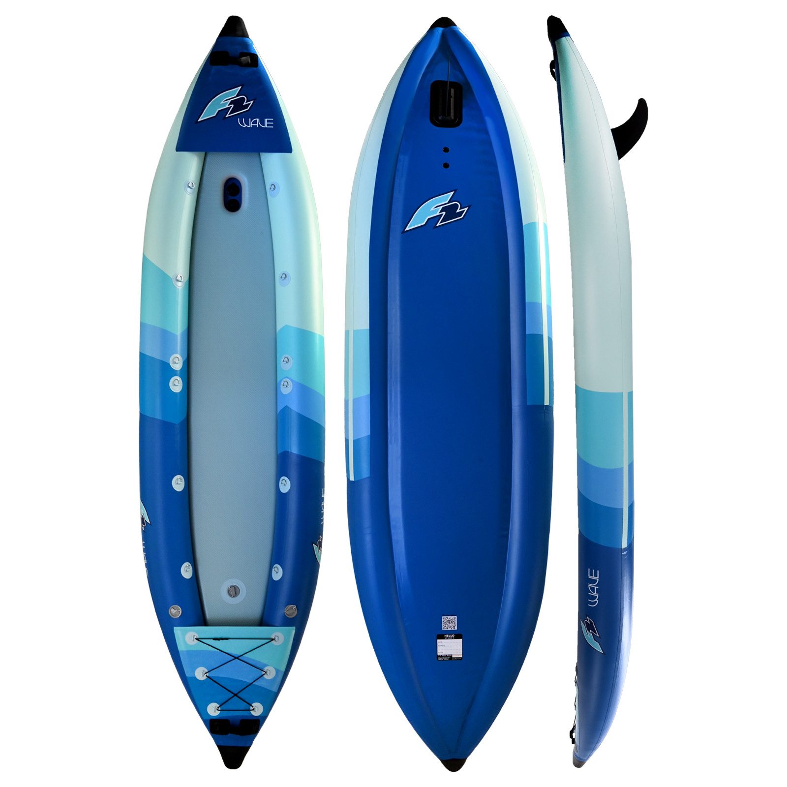 F2 Zweierkajak F2 Inflatable Kajak Set Wave 2 Sitzer Aufblasbar 385cm Blau