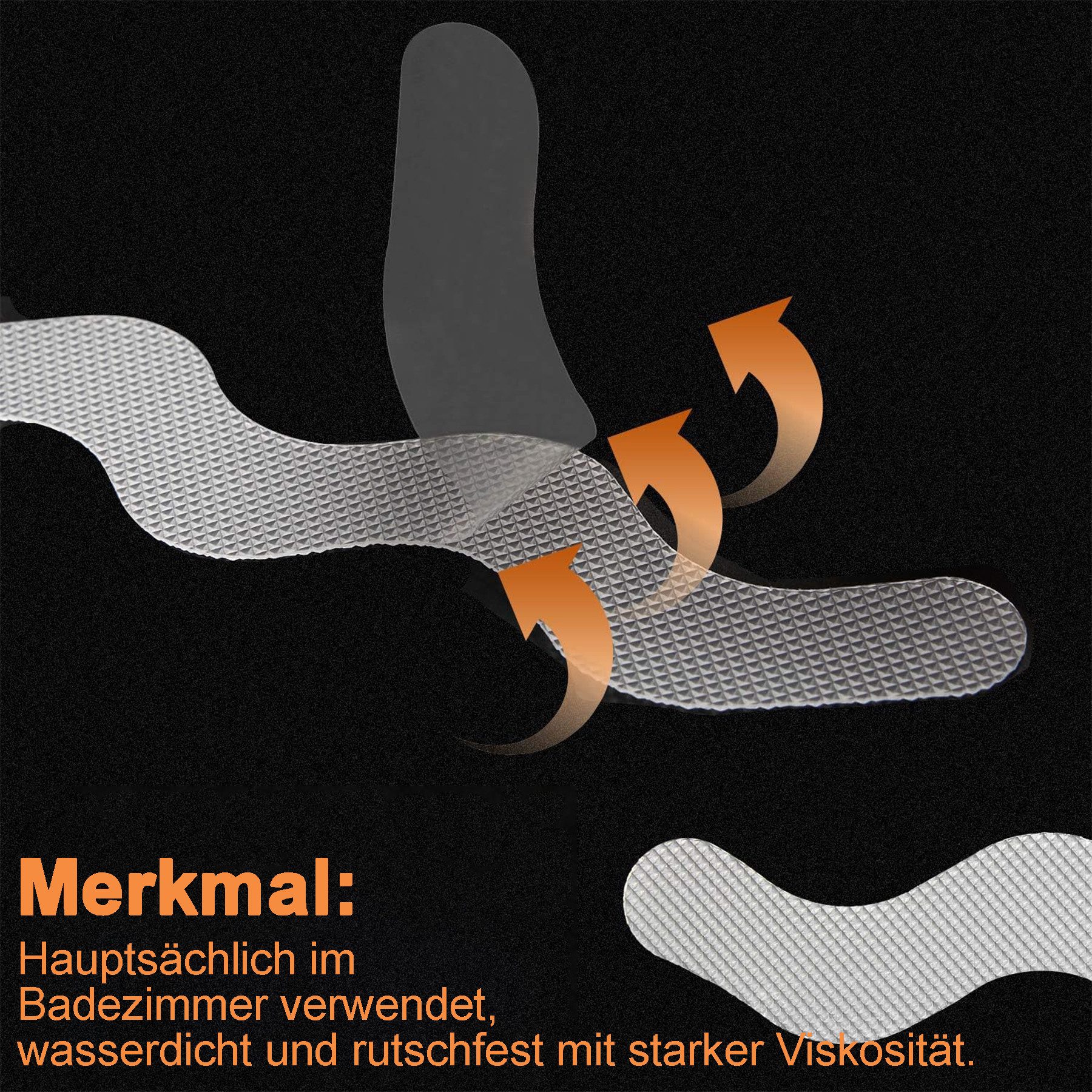 Brave Anti-Slip Stickers for Bathtub & Shower - S-Shaped Non-Slip Pads, 36 Pieces Self-Adhesive Bathtub Stickers - Transparent Shower Mats