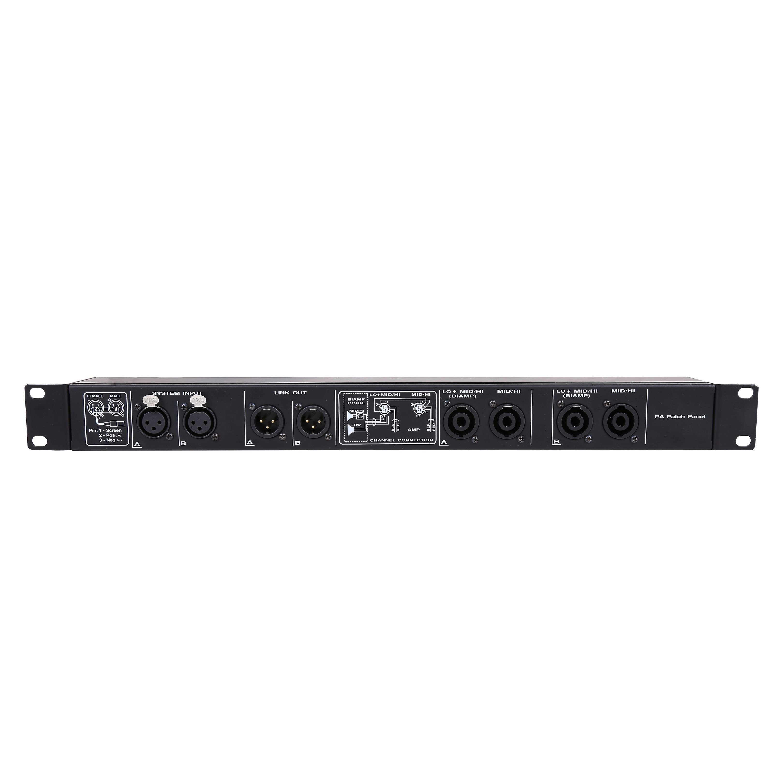 Fame Audio Endverstärker (PA Patch Panel, 2-Kanal Endstufe, Rackblende, XLR In/Out, Speaker)