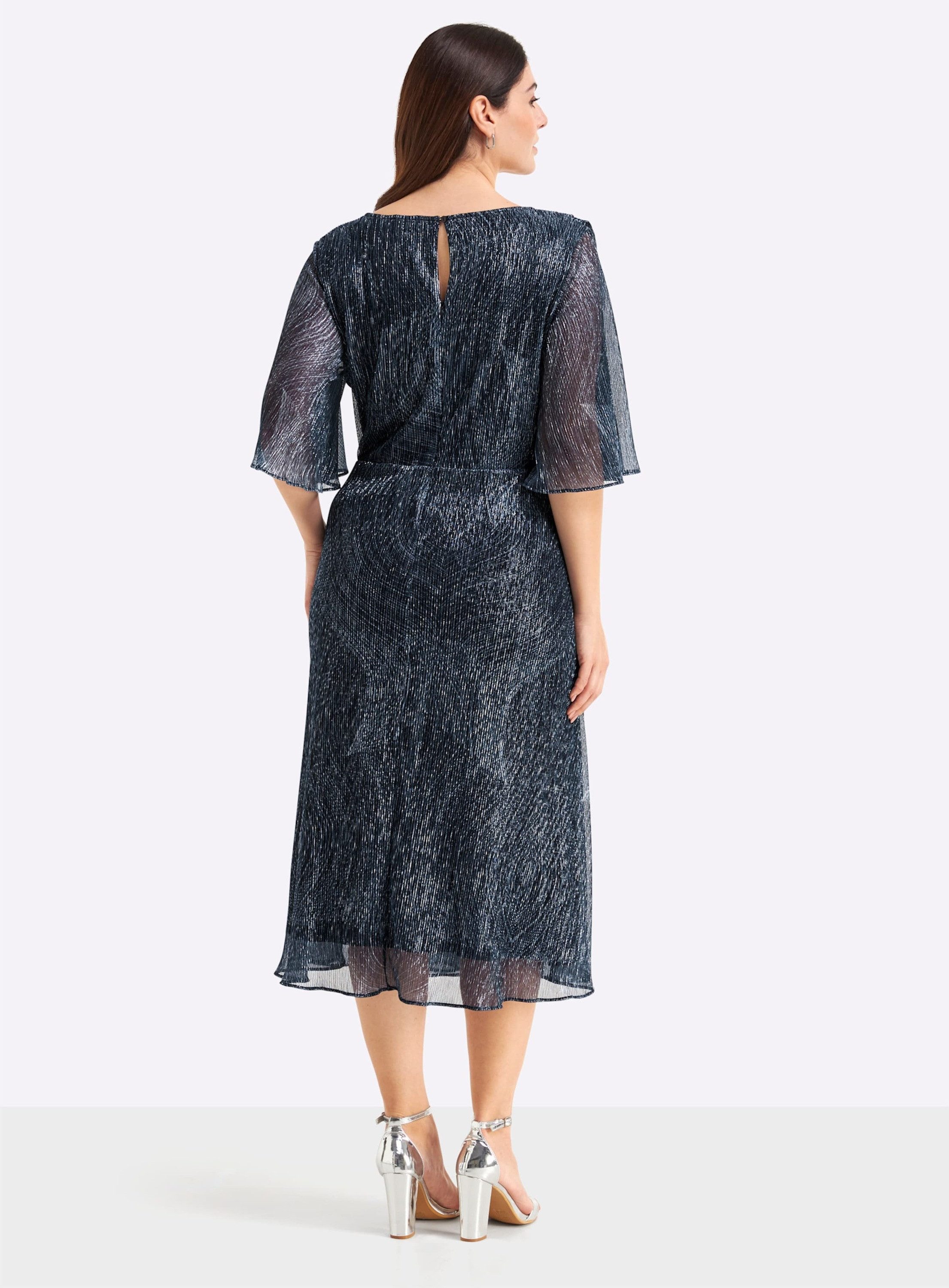 Sheego Etuikleid Chiffonkleid Kurzarm