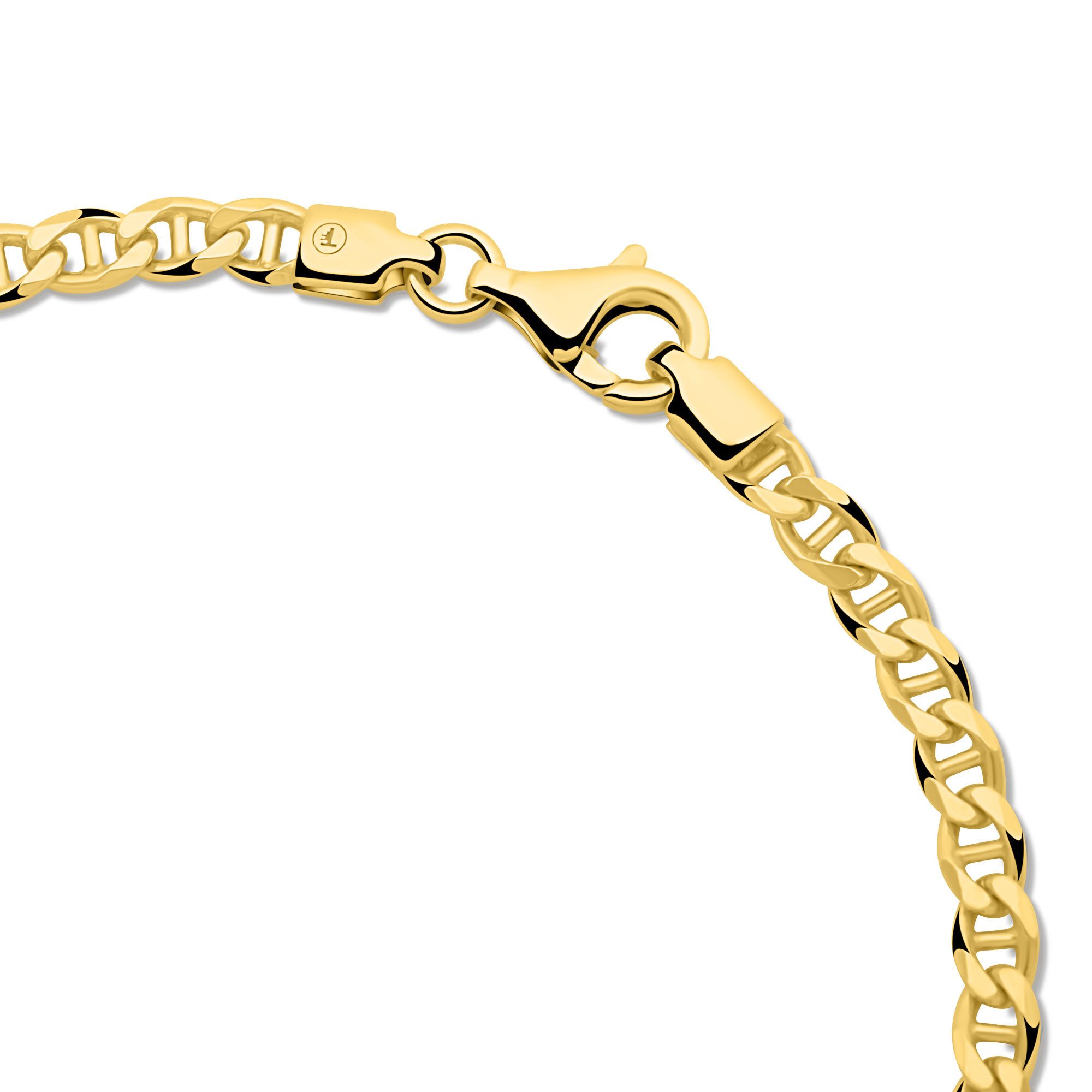 Tony Fein Armband Stegpanzerarmband 3,5 mm 585 Vergoldet Hochglanzpoliert, Made in Italy für Damen und Herren