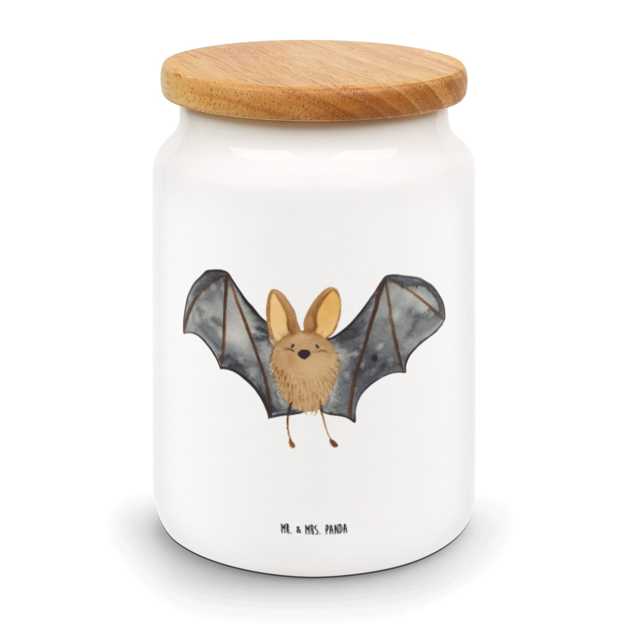 Mr. & Mrs. Panda Vorratsdose Fledermaus Flügel - Weiß - Geschenk, Aufbewahrungsdose, Vorratsbehält, Keramik, (1-tlg) | Vorratsdosen