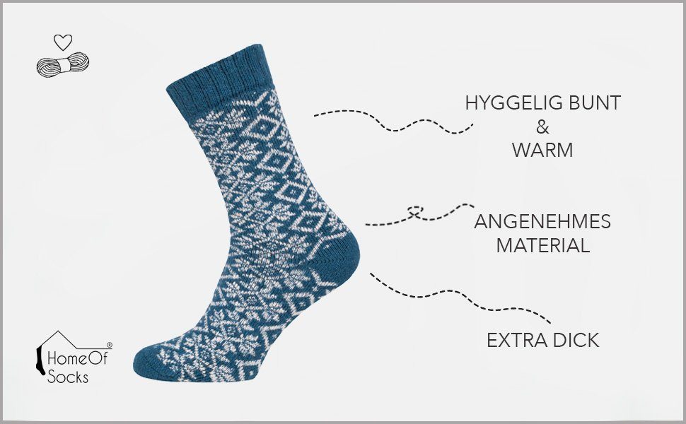 Socken Mit mit Socken Dicke 45% Hygge Socken In Grau Wollanteil Für Hyggelig Damen Hohem Bunten Wolle HomeOfSocks Herren & Dick Warm Design
