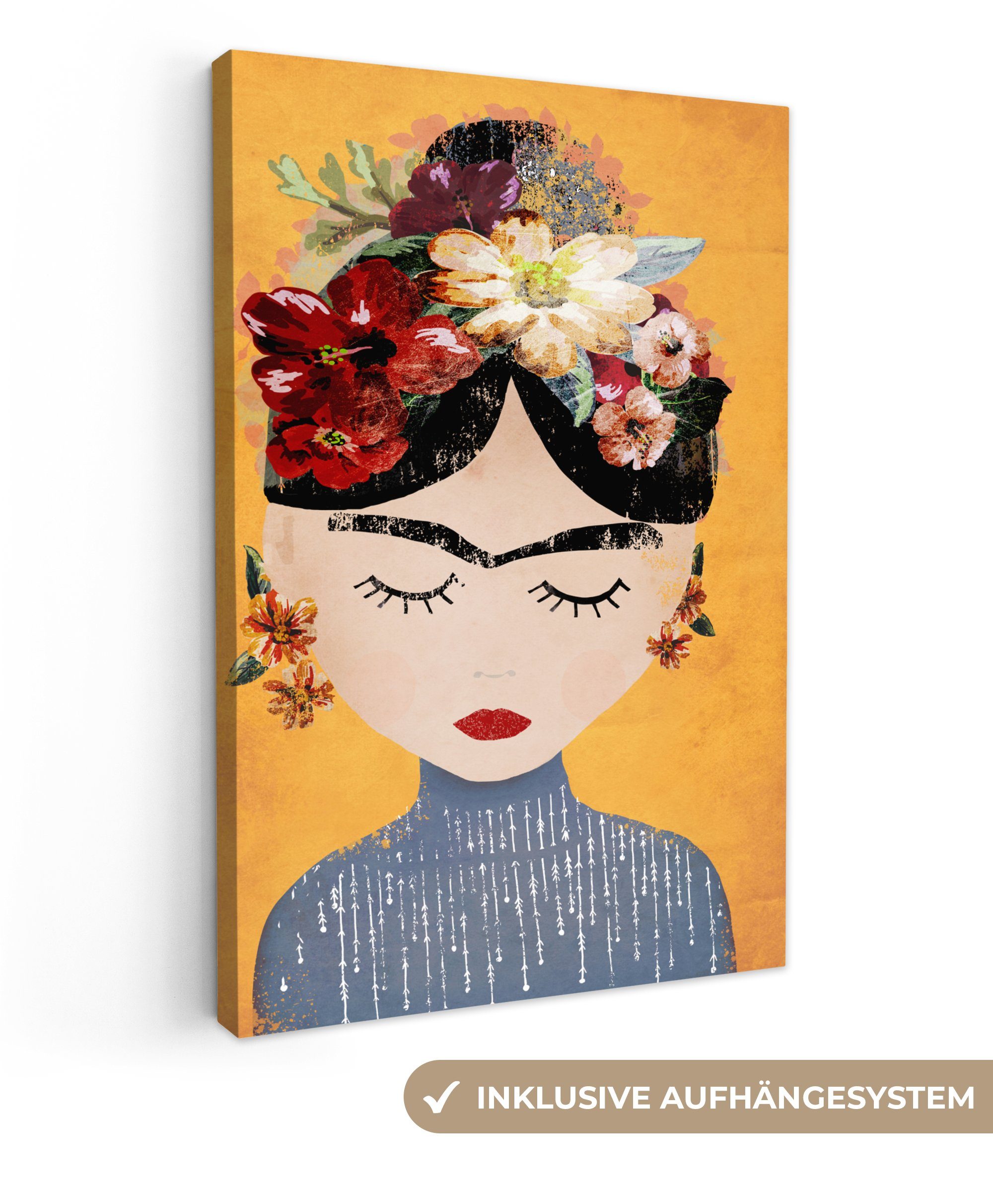 OneMillionCanvasses® Leinwandbild Frau - Blumen - günstig online kaufen