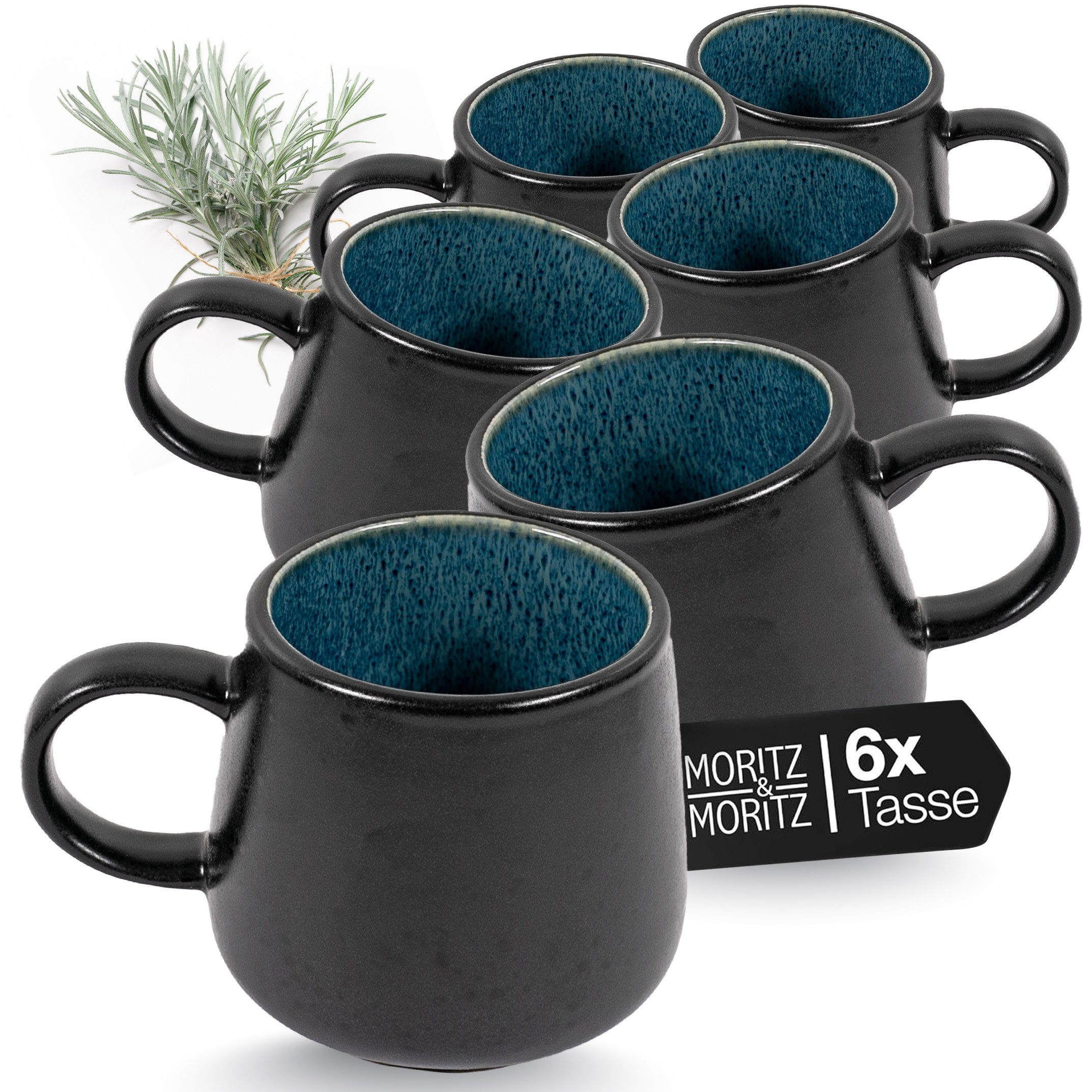 Moritz & Moritz Tasse SOLID Kaffeebecher 6er Blau, 6-tlg., Steinzeug, aus Steinzeug