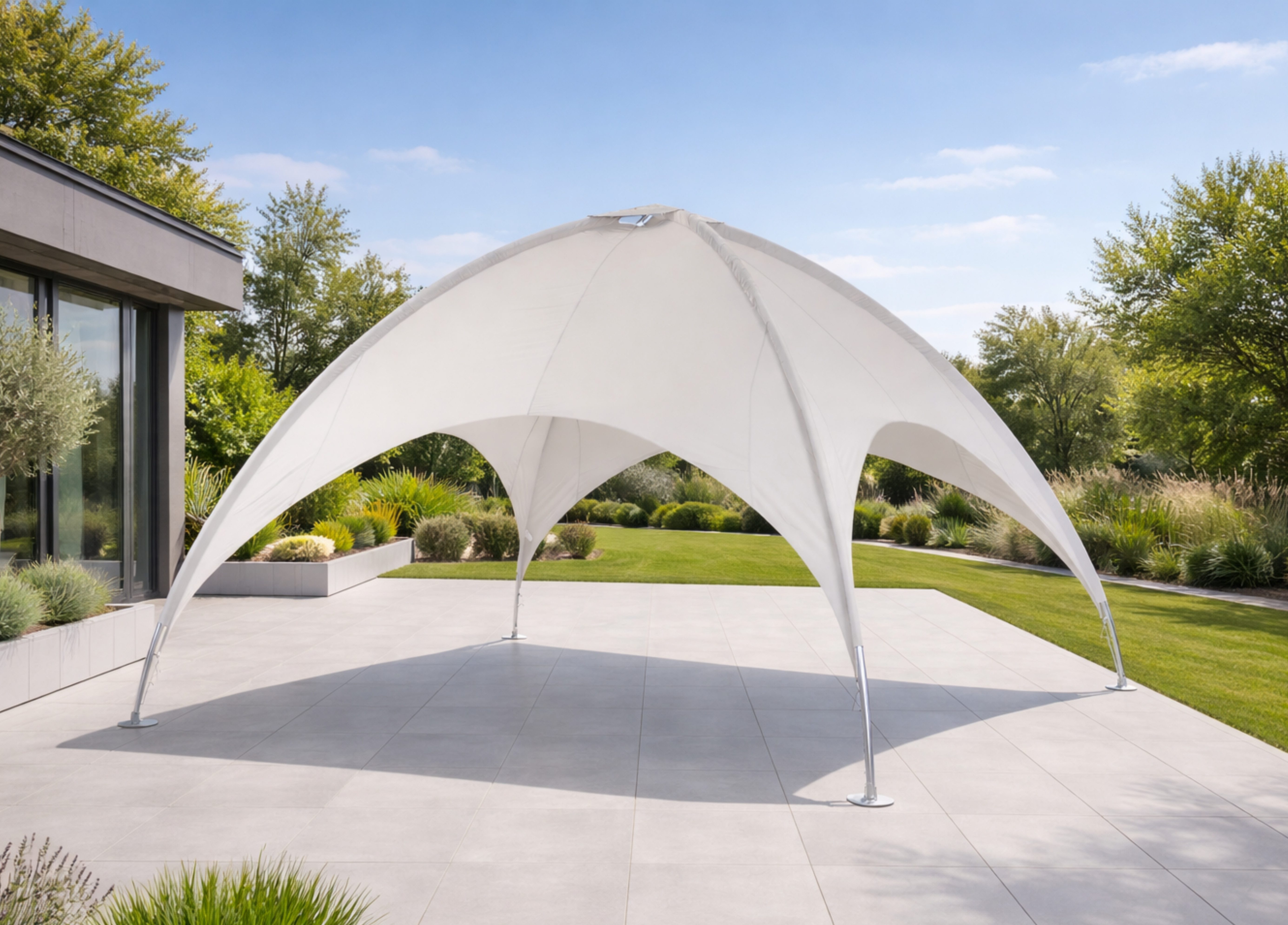 Leco Pavillon Kuppelzelt 5x5 m lichtgrau, 500x500 cm