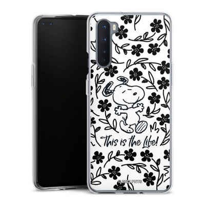 DeinDesign Handyhülle Peanuts Blumen Snoopy Snoopy Black and White This Is The Life, OnePlus Nord Silikon Hülle Bumper Case Handy Schutzhülle