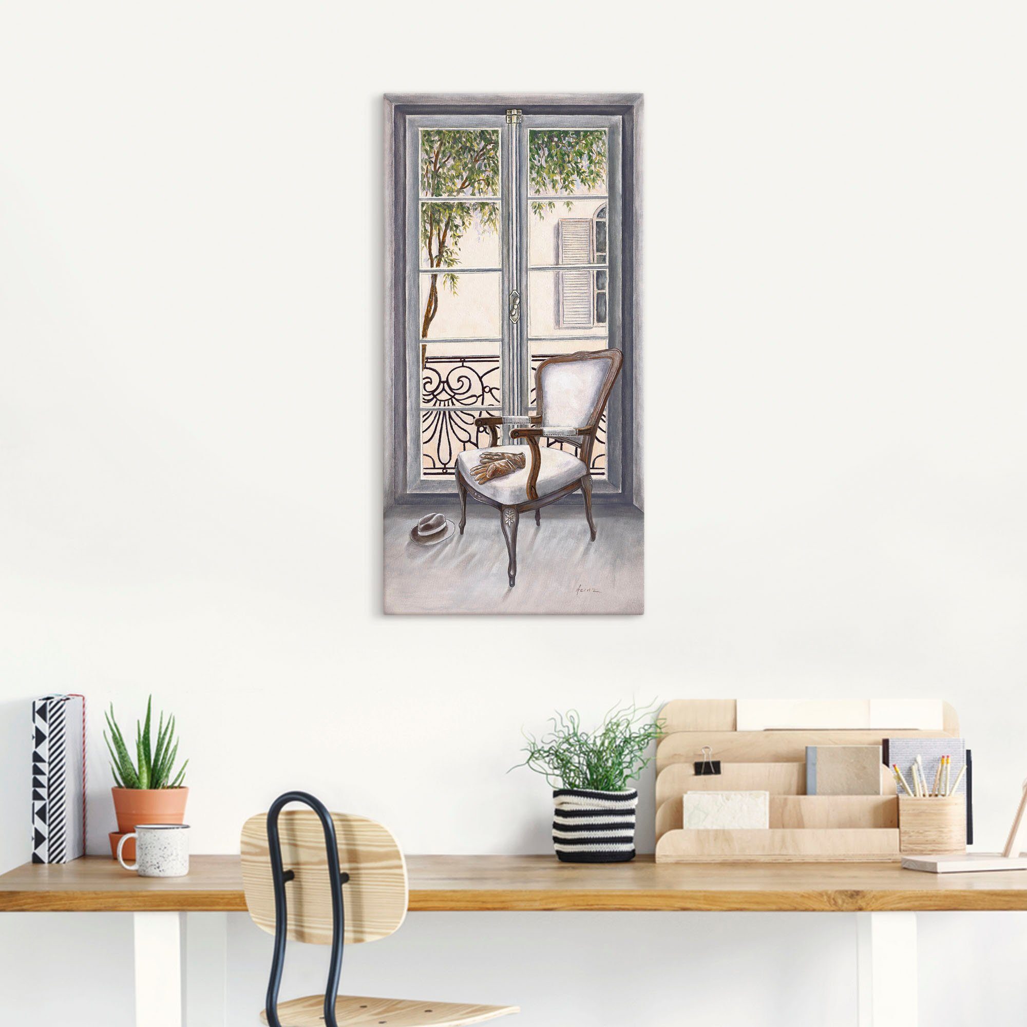 Artland Wandbild Sessel vor einem Fenster, Innenarchitektur (1 St), als Alubild, Leinwandbild in verschied. Größen