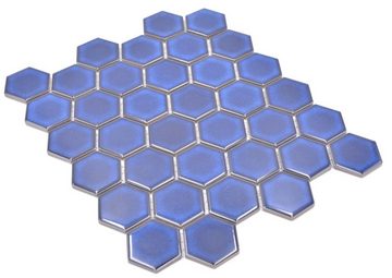 Mosani Mosaikfliesen Hexagonale Sechseck Mosaik Fliese Keramik kobaltblau
