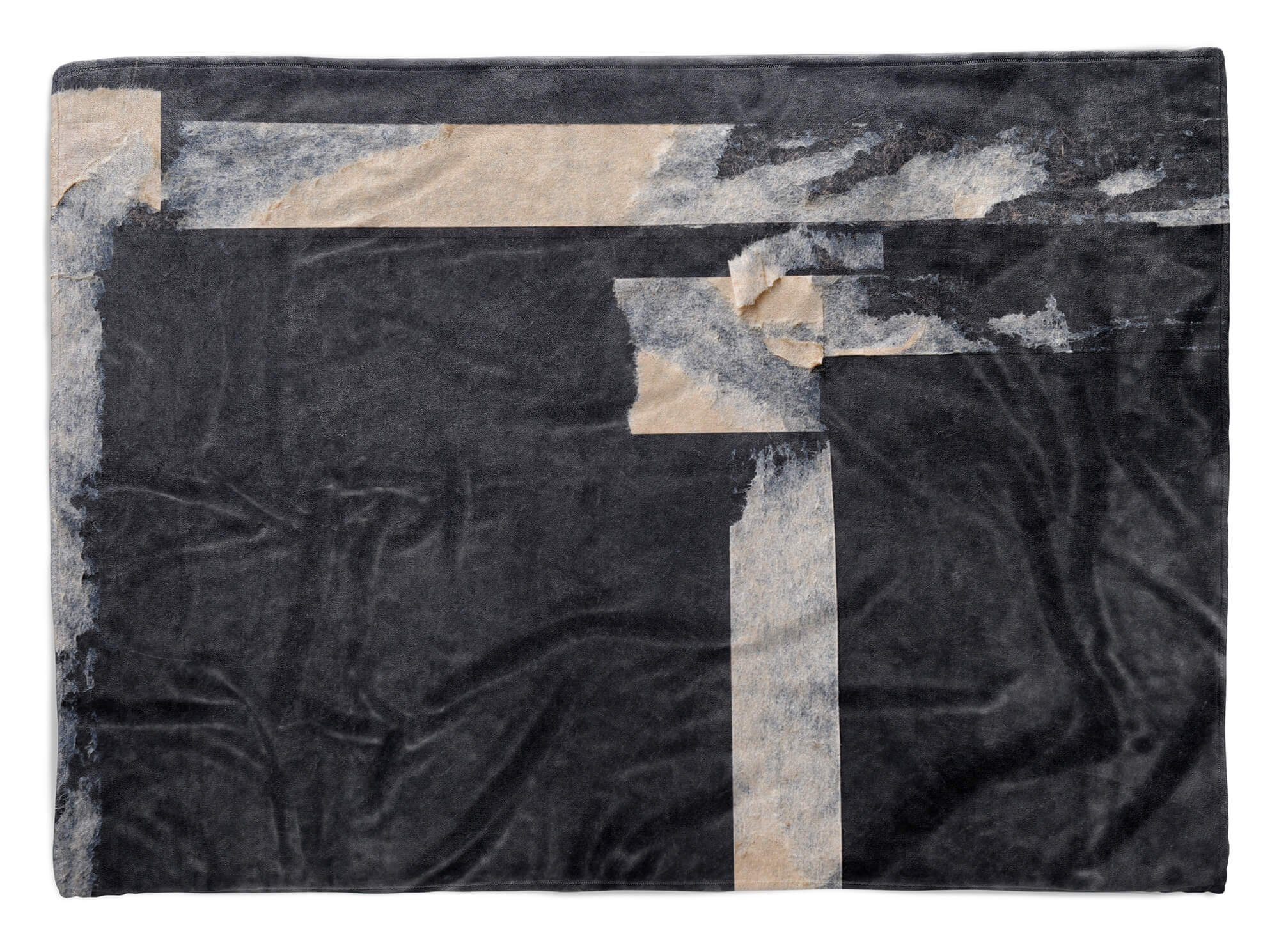 Struktur, Art Fotomotiv (1-St), Kuscheldecke Handtücher Strandhandtuch Handtuch Baumwolle-Polyester-Mix Handtuch Schwarz mit Abstrakt Sinus Saunatuch