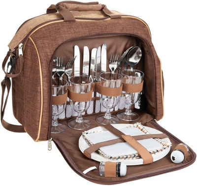 BRUBAKER Freizeittasche »Picknick-Set für 4 Personen« (30-tlg., isolierende Thermotasche), Picknicktasche mit Kühlfach im Duffelbag