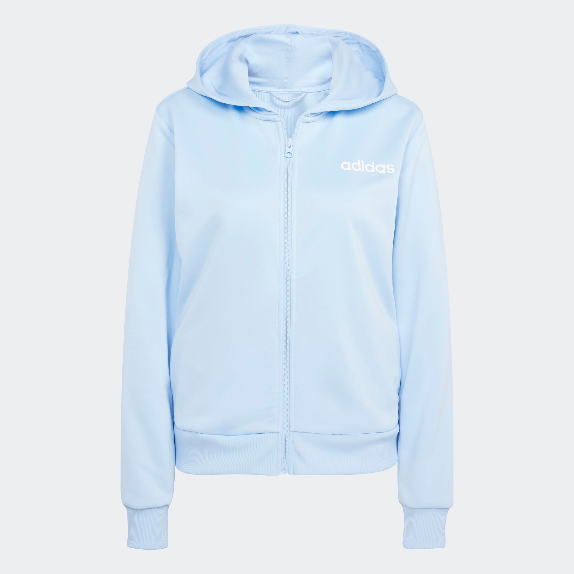 adidas Sportswear Trainingsanzug W LINEAR TS (2-tlg), zweiteiliges Set, für Laufen, aus Polyester, mit Rippbündchen