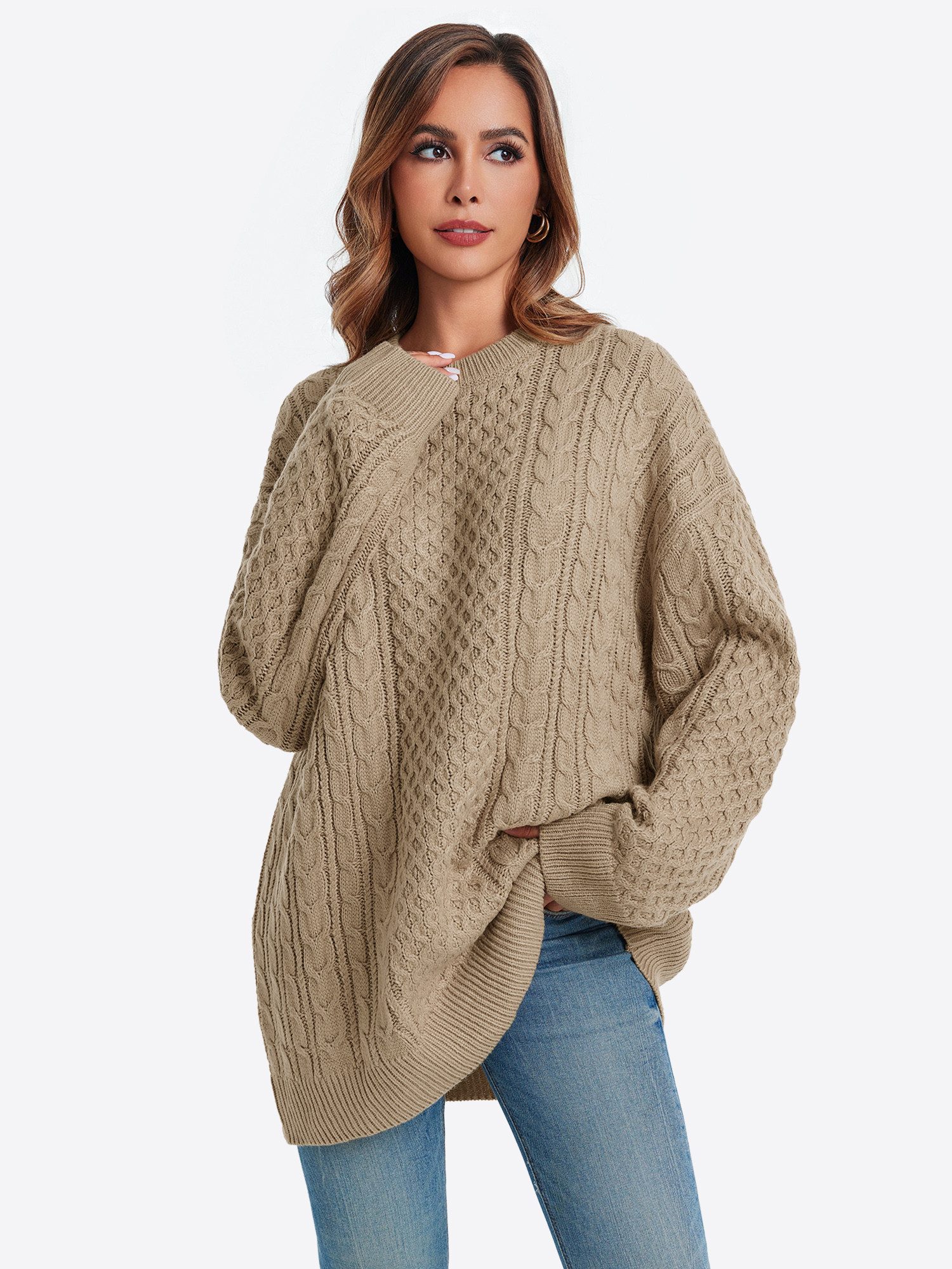 Imily Bela Sweater Damen Oversize-pullover mit aus Rippstrick (Packung, 1-t günstig online kaufen