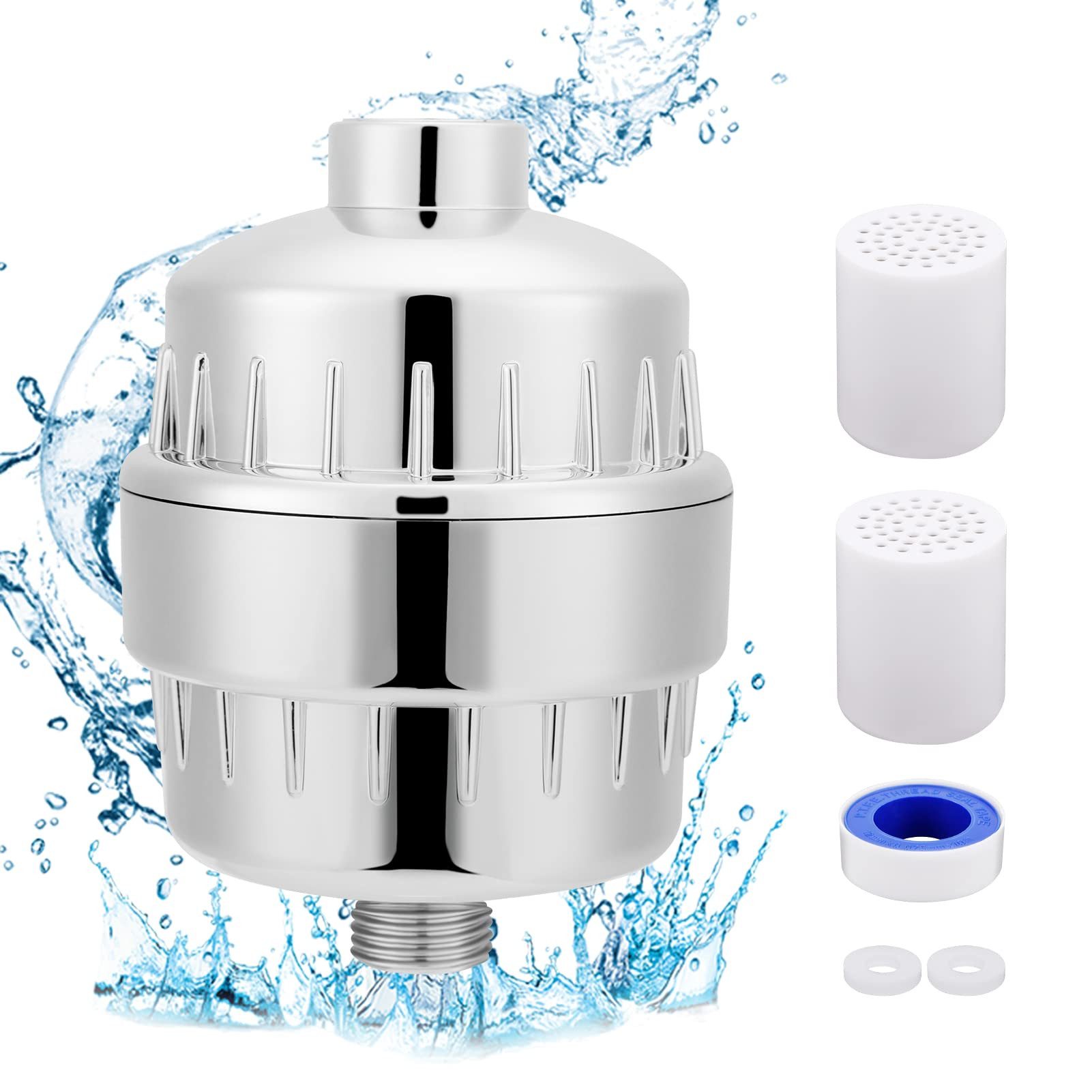 Regenduschkopf Duschfilter, 15 Stage Hochleistungs-Duschwasserfilter Wasserenthärter