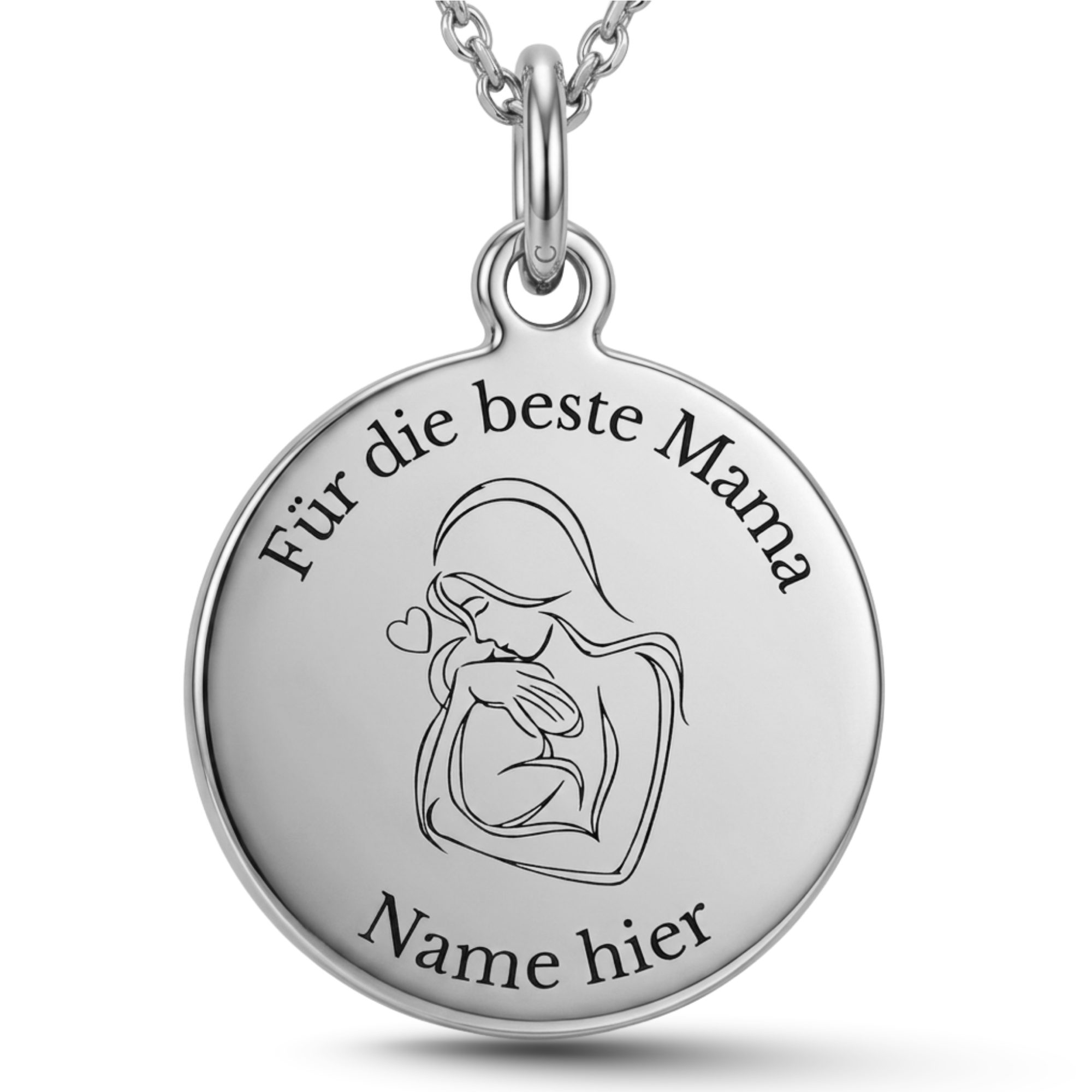 BS Schmuckdesign Kette mit Anhänger mit Gravur Personalisierte Halskette Mama Kette mit Namen und Motiv Familienkette (inkl. Gravur), personalisiert inkl. Geschenkbox