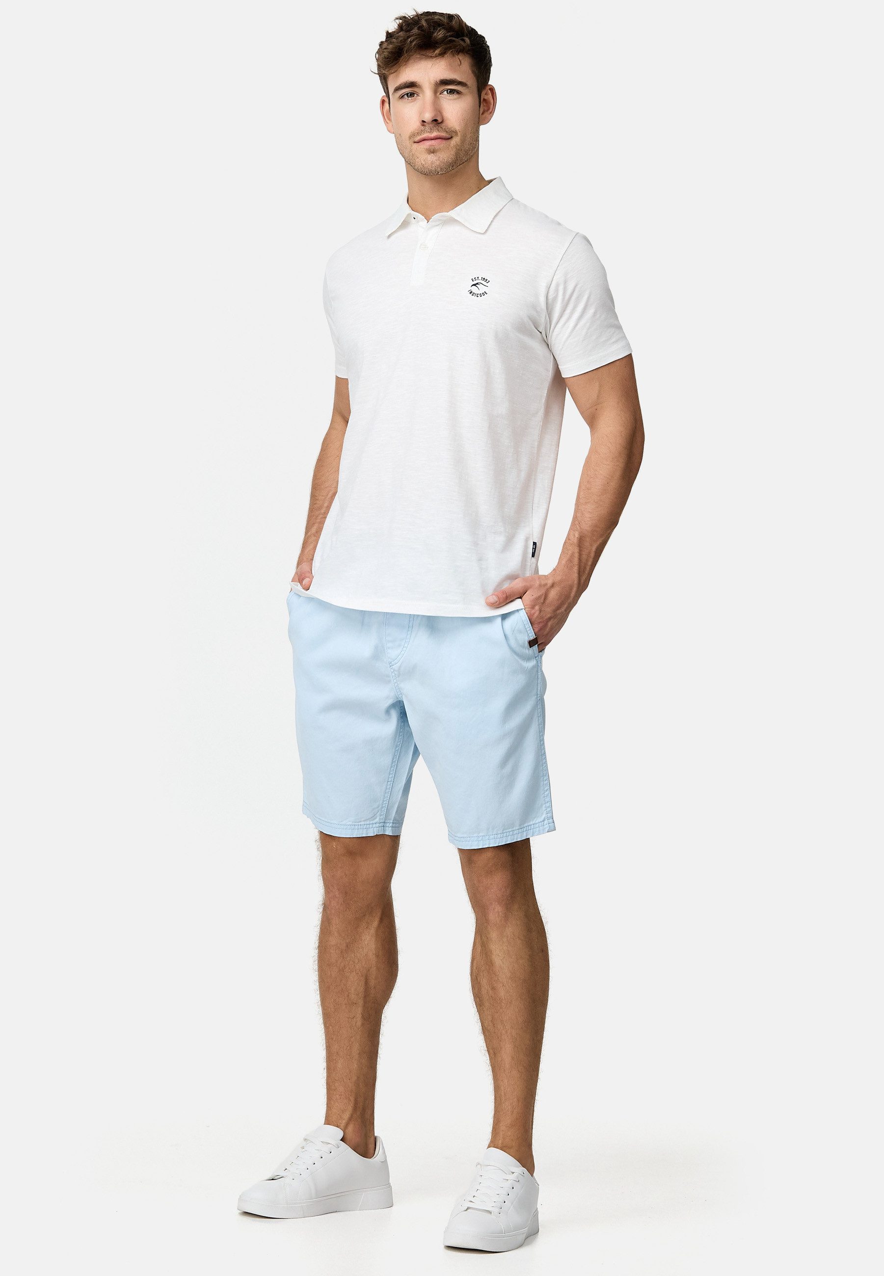 Indicode Chinoshorts Herren Carver Chino Shorts Herrenshorts mit elastischem Bund und Kordelzug