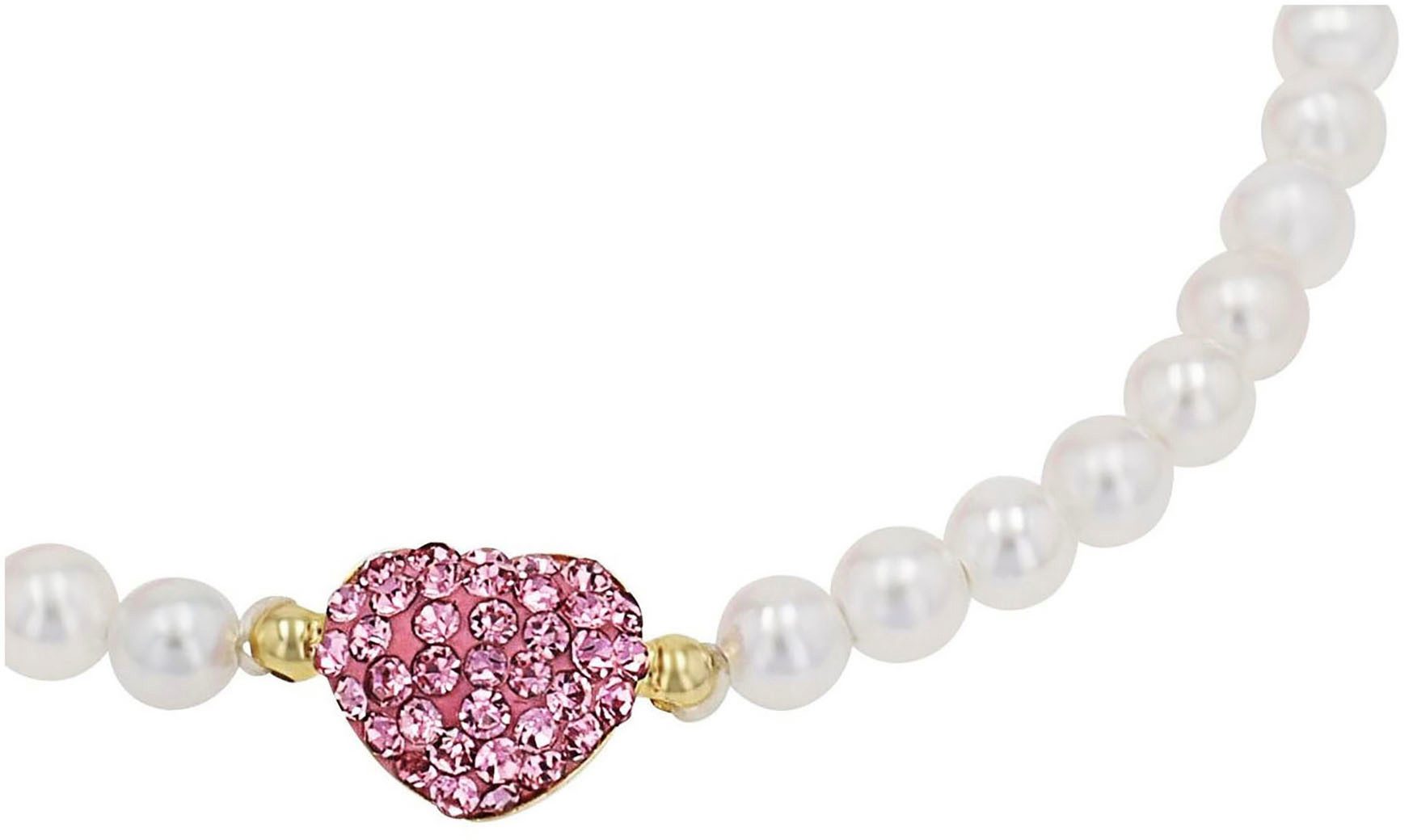 Amor Armband Herz/Schleife, Trachtenschmuck, Volksfest, mit Kristallglas - mit Muschelkernperle