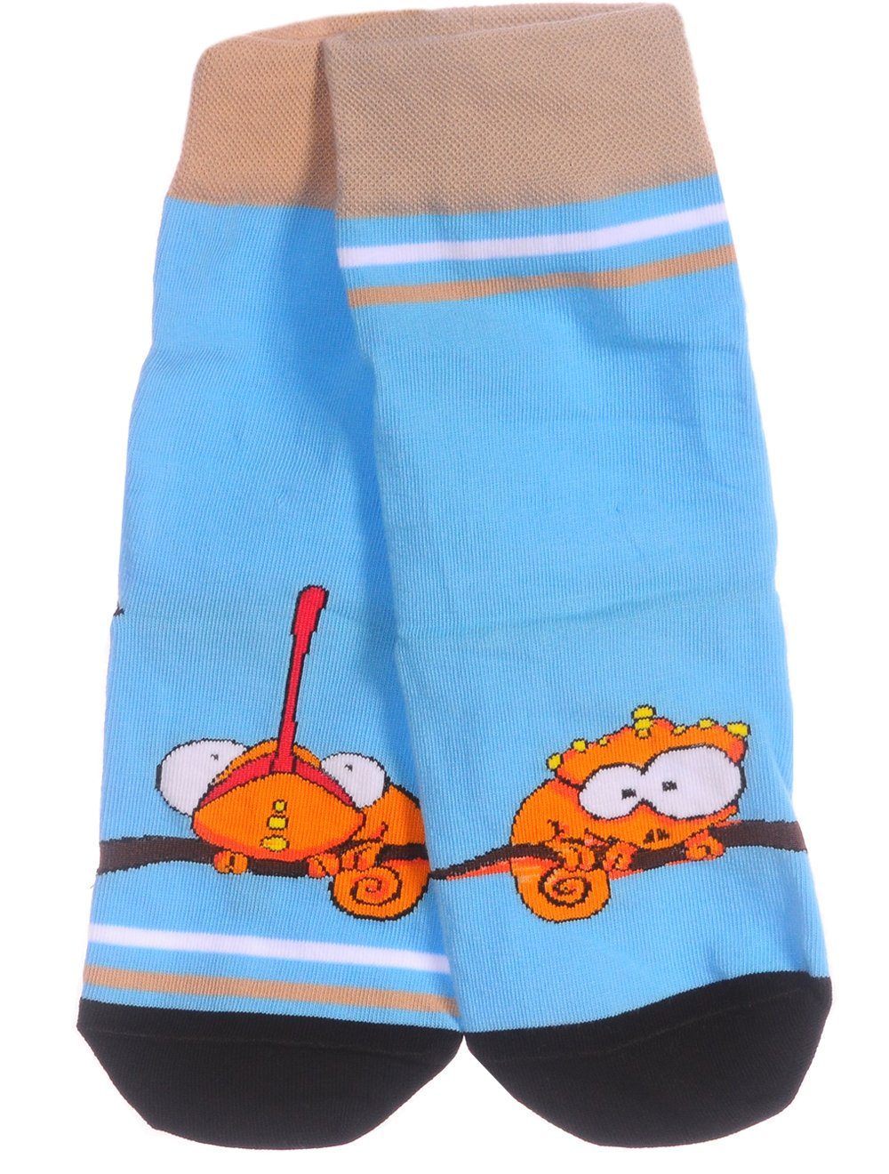 Martinex Freizeitsocken 1 Paar Socken lustige bunte Strümpfe socks in Blau mit Chamäleon Themensocken, 34 35 36 37 38 39 40 41 42 43 44 45 46