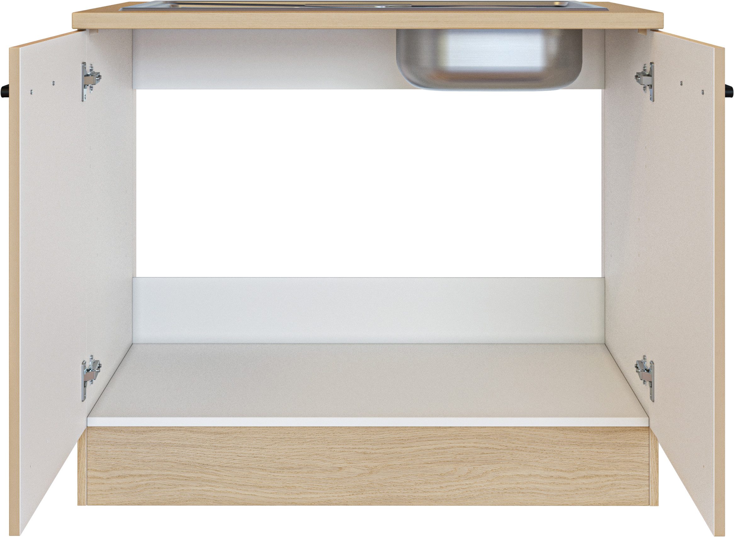 Flex-Well Spülenschrank Creso (2-St) mit Einlegeboden, Arbeitsplatte und Edelstahlspüle – Bild 3 von 4