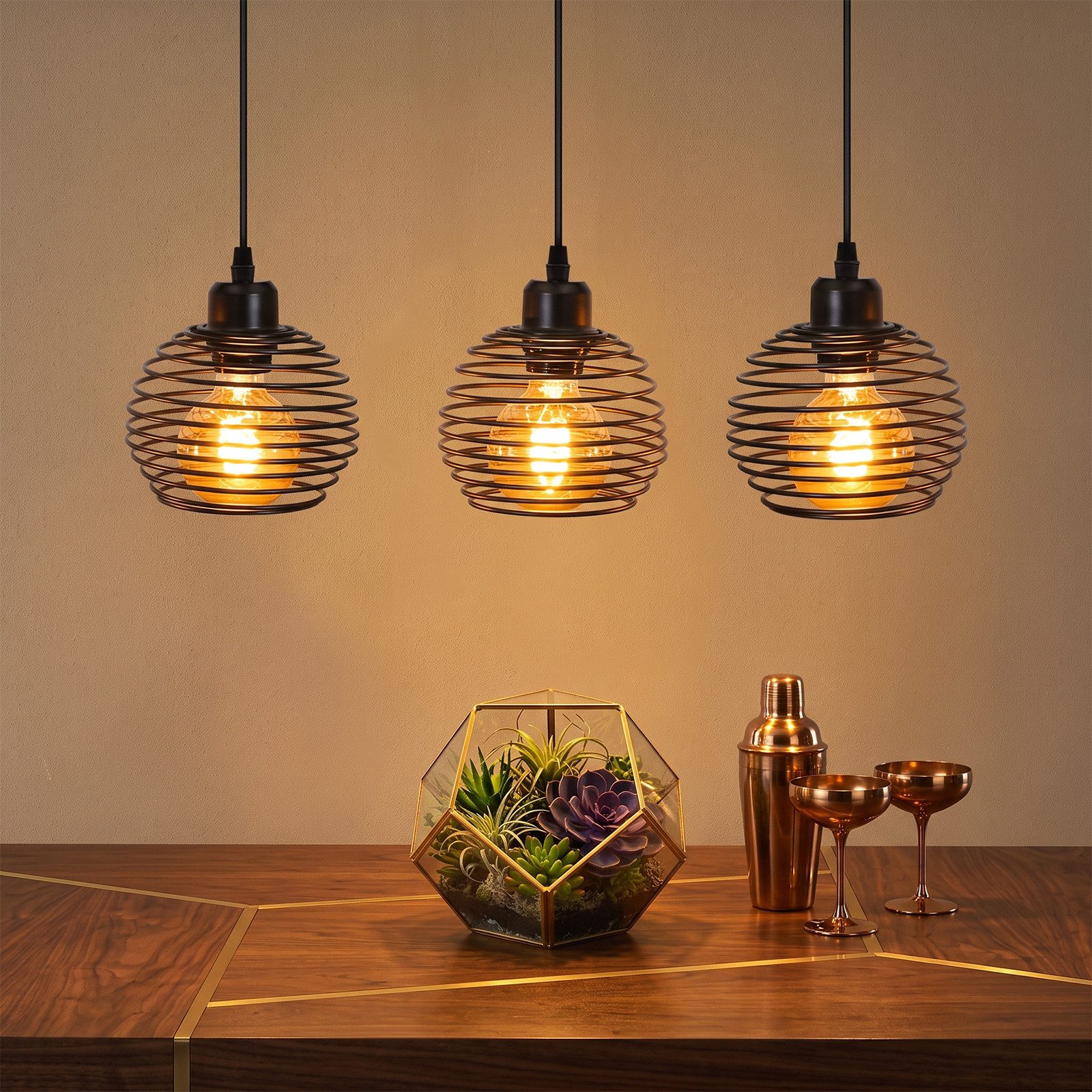 Nettlife Pendelleuchte Schwarz Esstisch Vintage Metall E27 Hängelampe Retro Hängeleuchte, LED wechselbar, für Esstisch Küche Esszimmer Wohnzimmer Arbeitszimmer Büro