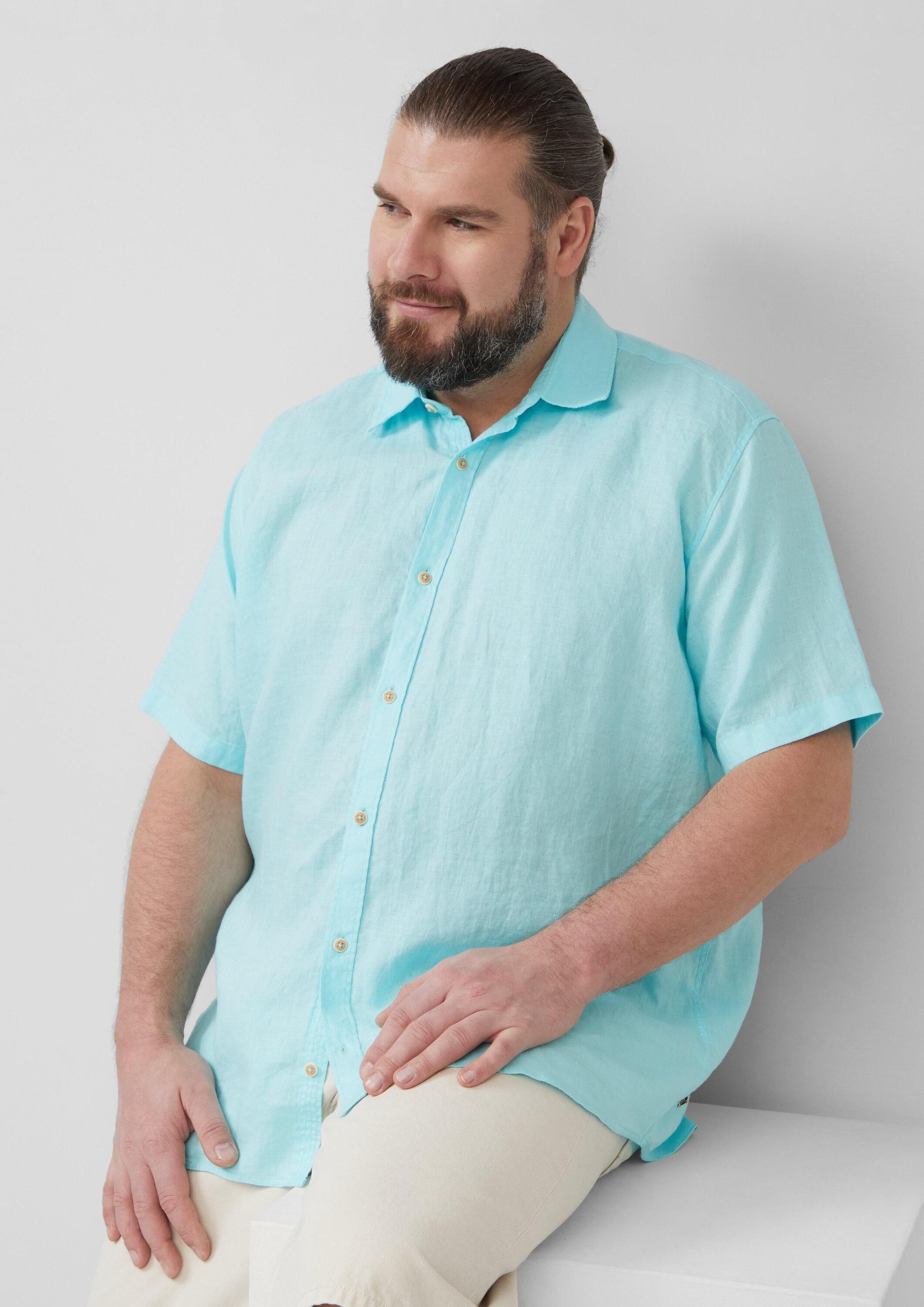 S.Oliver Herren Leinen Hemd Kurzarm – Regelmäßige Passform, Button-Down-Kragen, Klassischer Style
